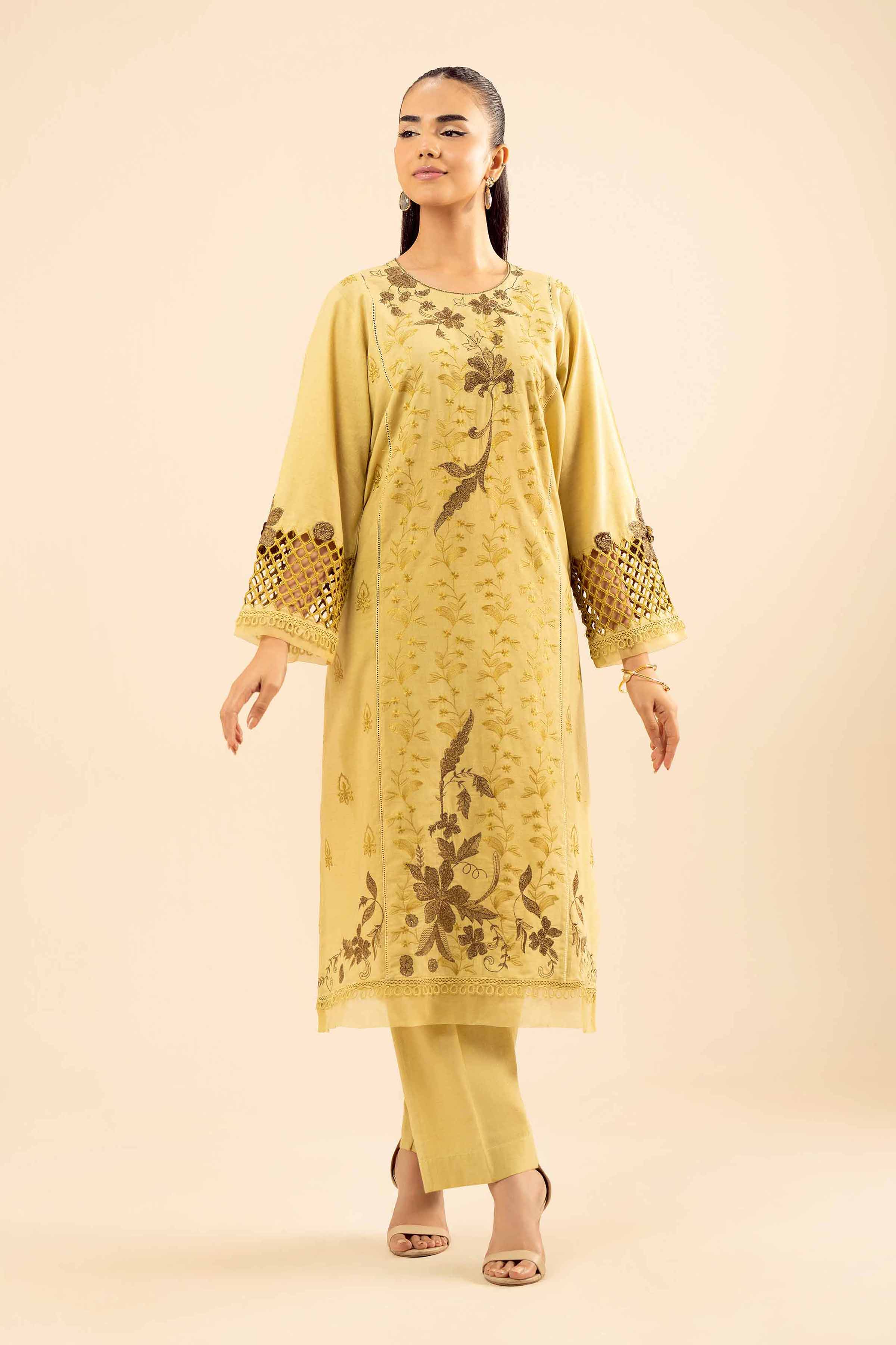 Nishat UK - Green Embroidered Slub 2 Pieces ready to wear Dress