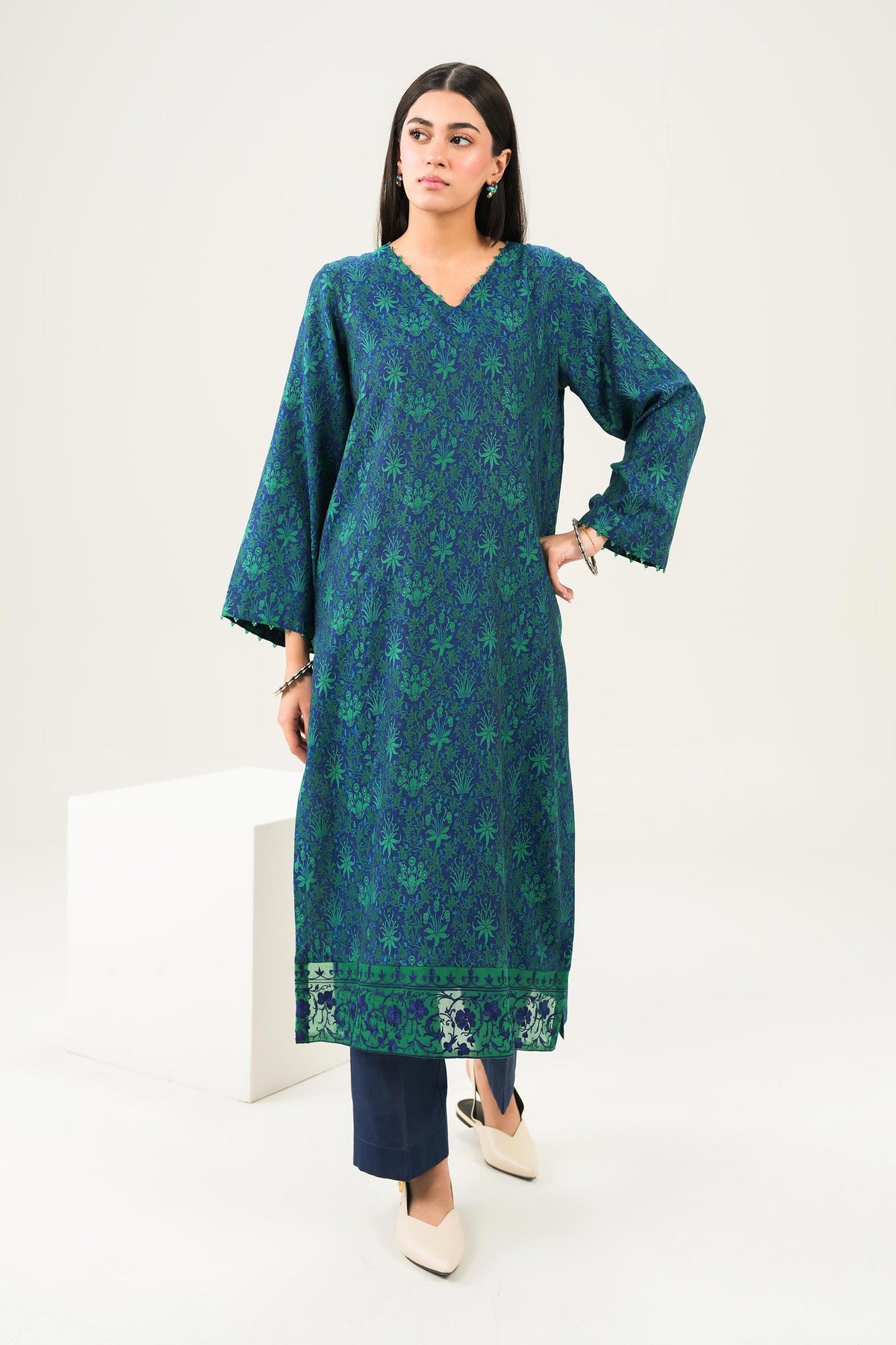 Nishat UK - Green Embroidered Jamawar 1 Piece ready to wear