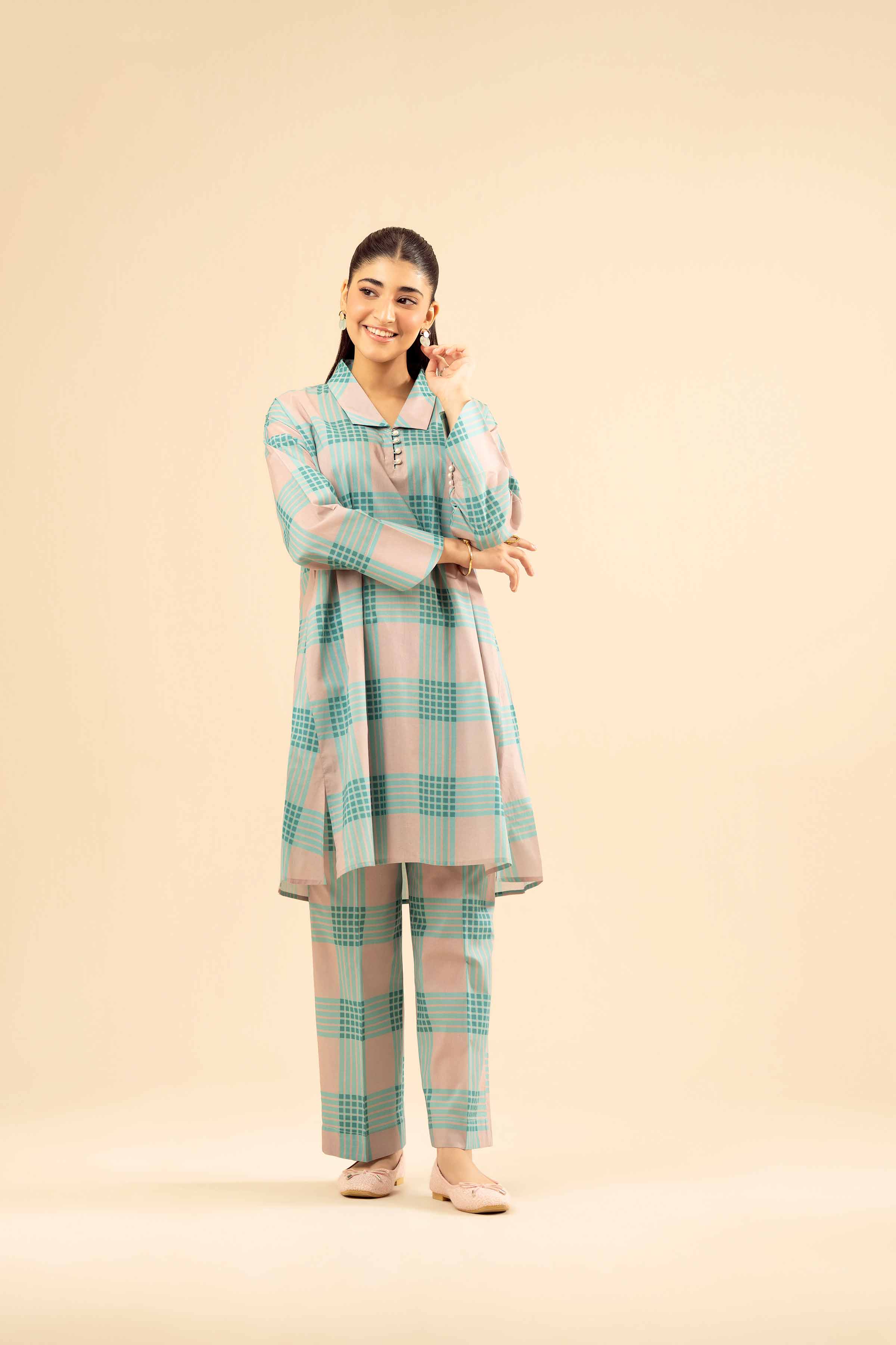 NishatUK - Ferozi Printed Cambric 2-piece ready to wear Dress