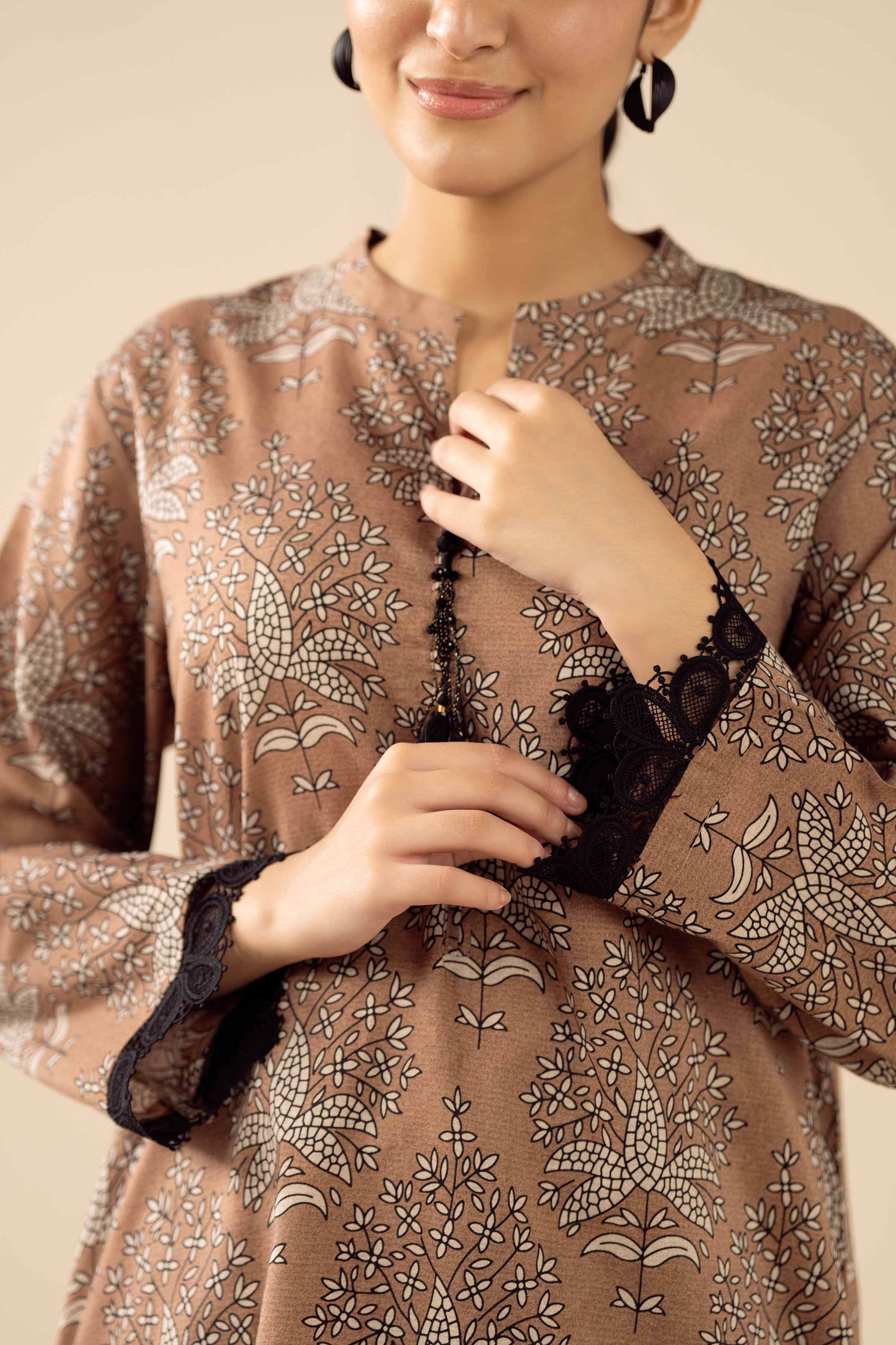 NishatUK - Brown Embroidered Tropical 2-piece ready to wear Dress