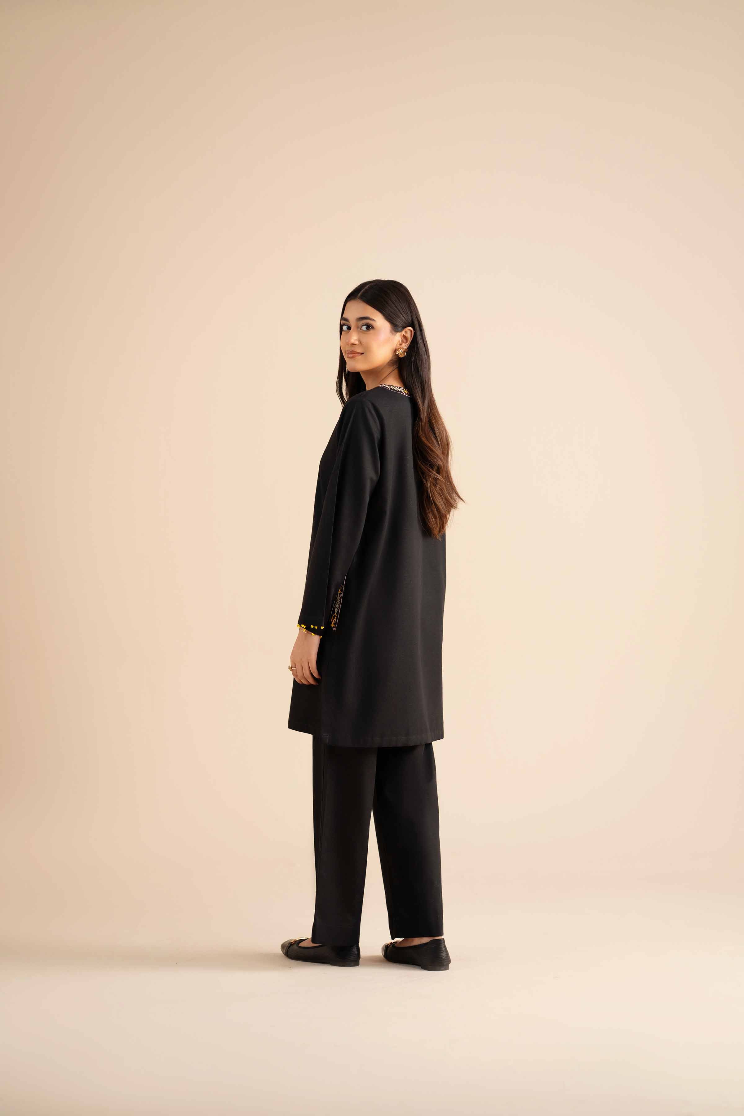 NishatUK - Black Embroidered Karandi 2-piece ready to wear Dress