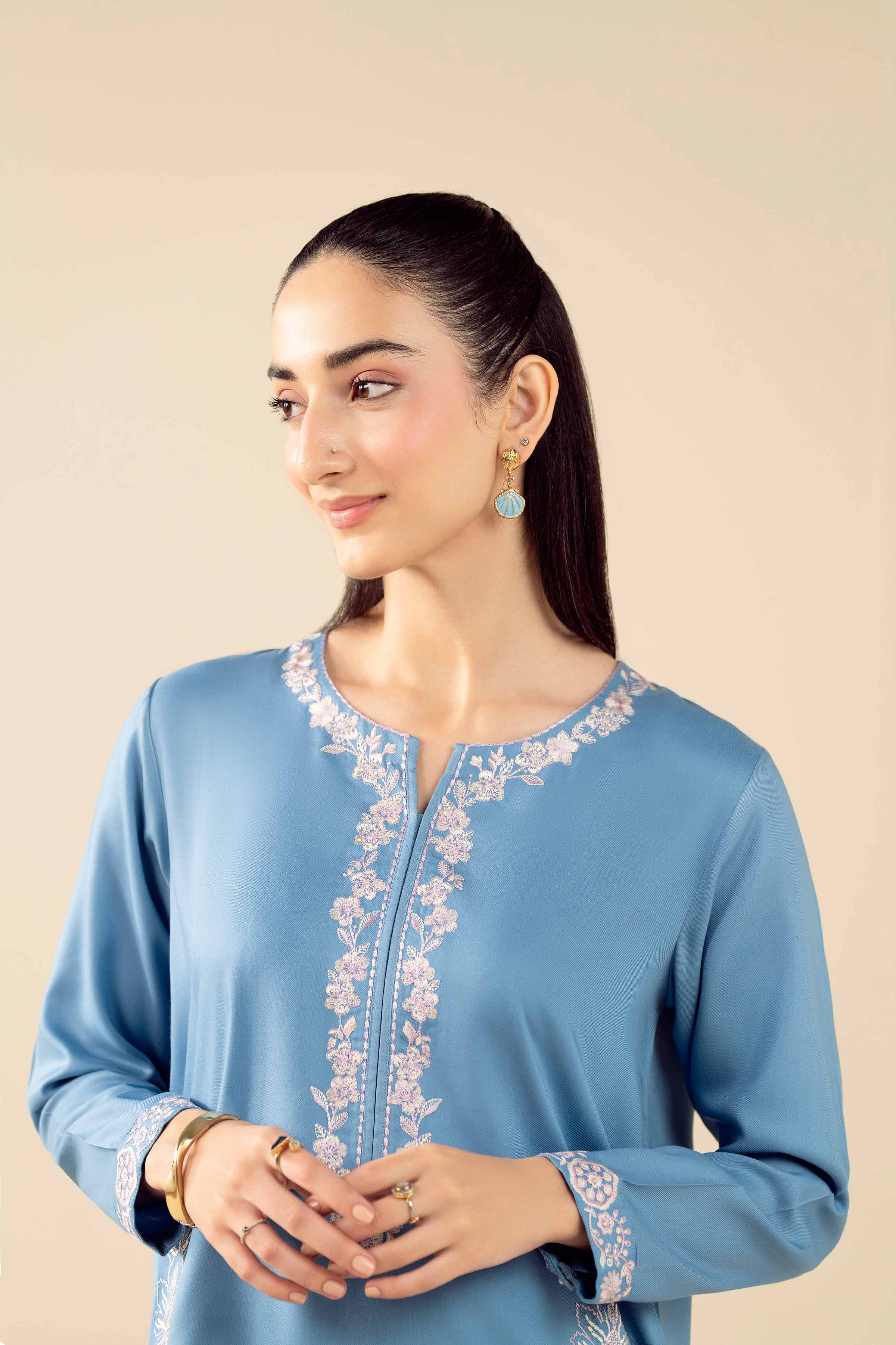 NishatUK - Blue Embroidered Marina 2-piece ready to wear Dress