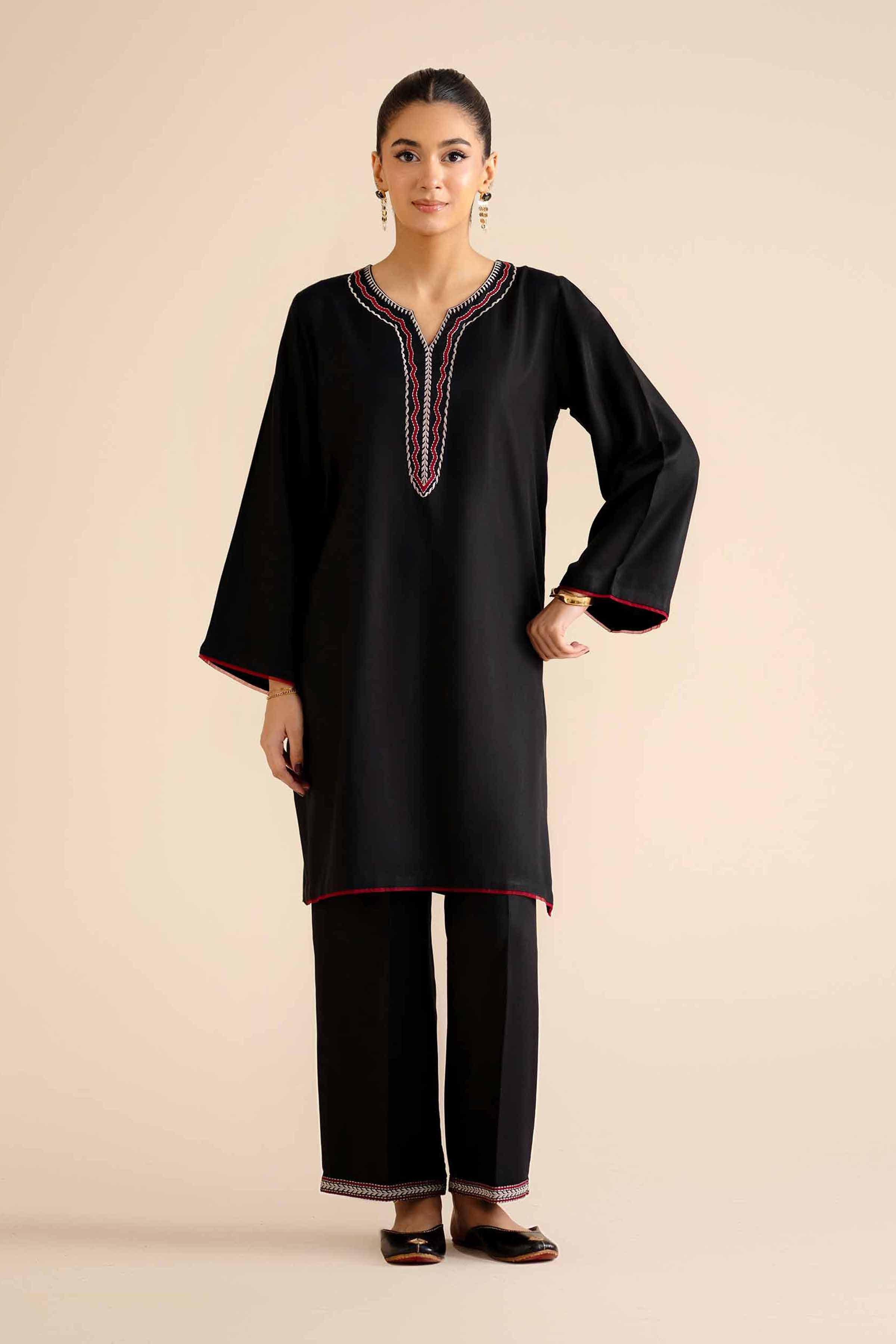 NishatUK - Black Embroidered Marina 2-piece ready to wear Dress