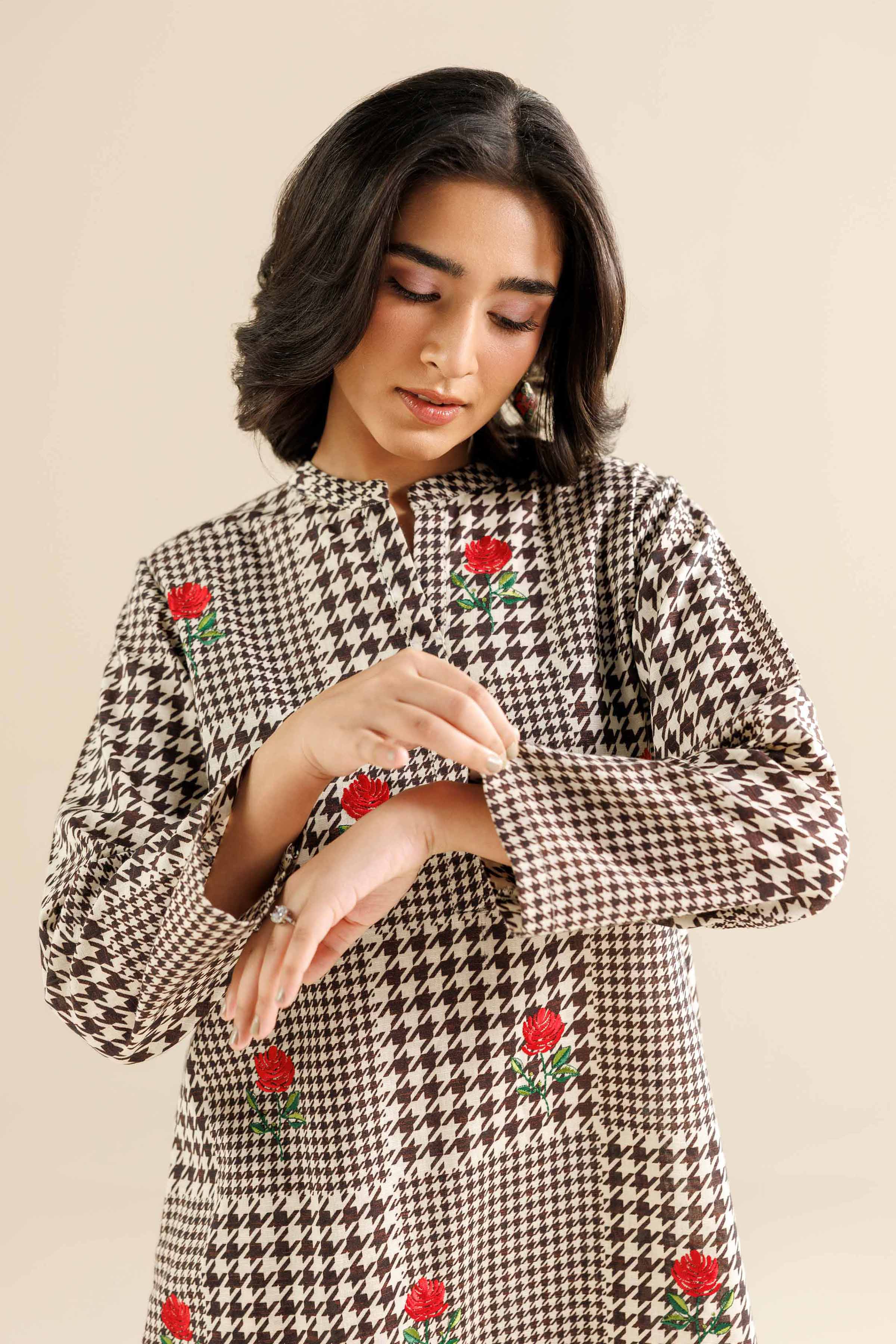 NishatUK - Black Embroidered Karandi 2-piece ready to wear Dress