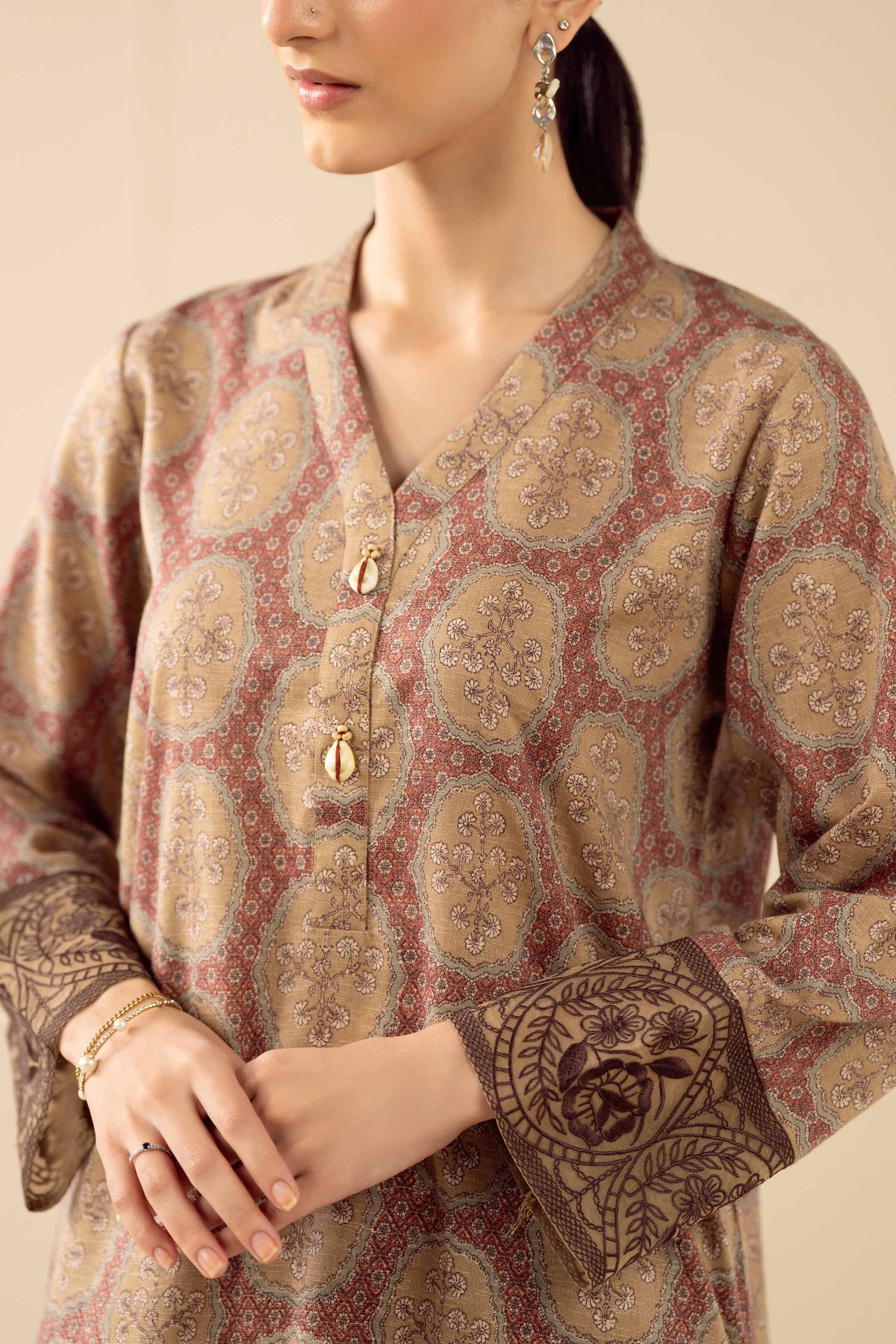 NishatUK - Brown Printed Karandi 2-piece ready to wear Dress