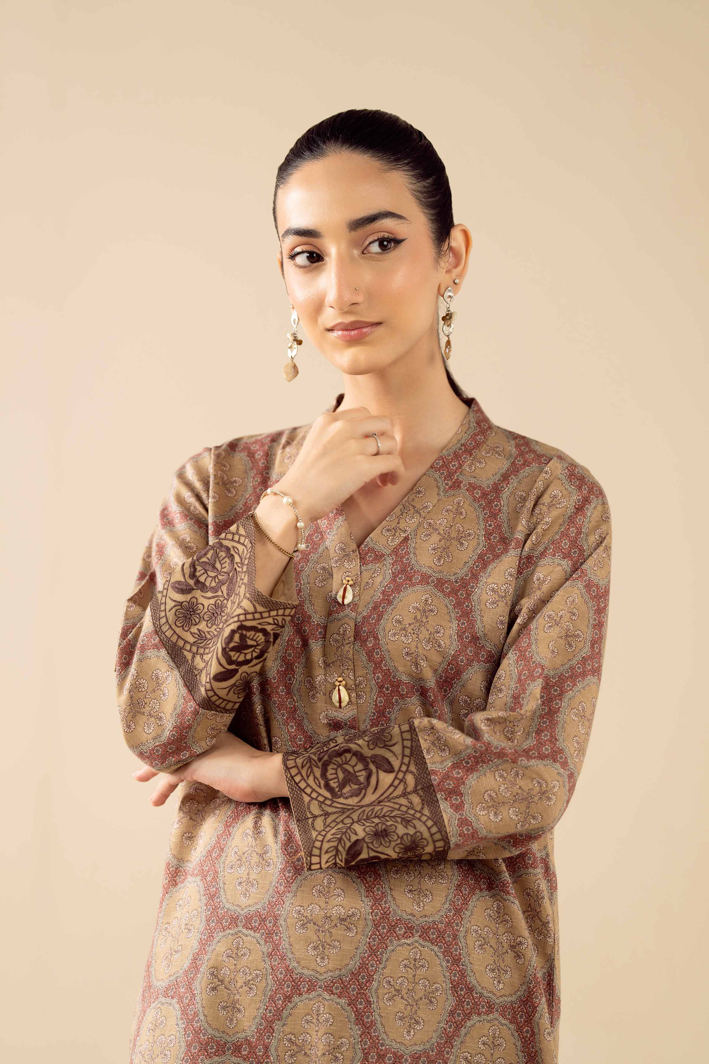 NishatUK - Brown Printed Karandi 2-piece ready to wear Dress