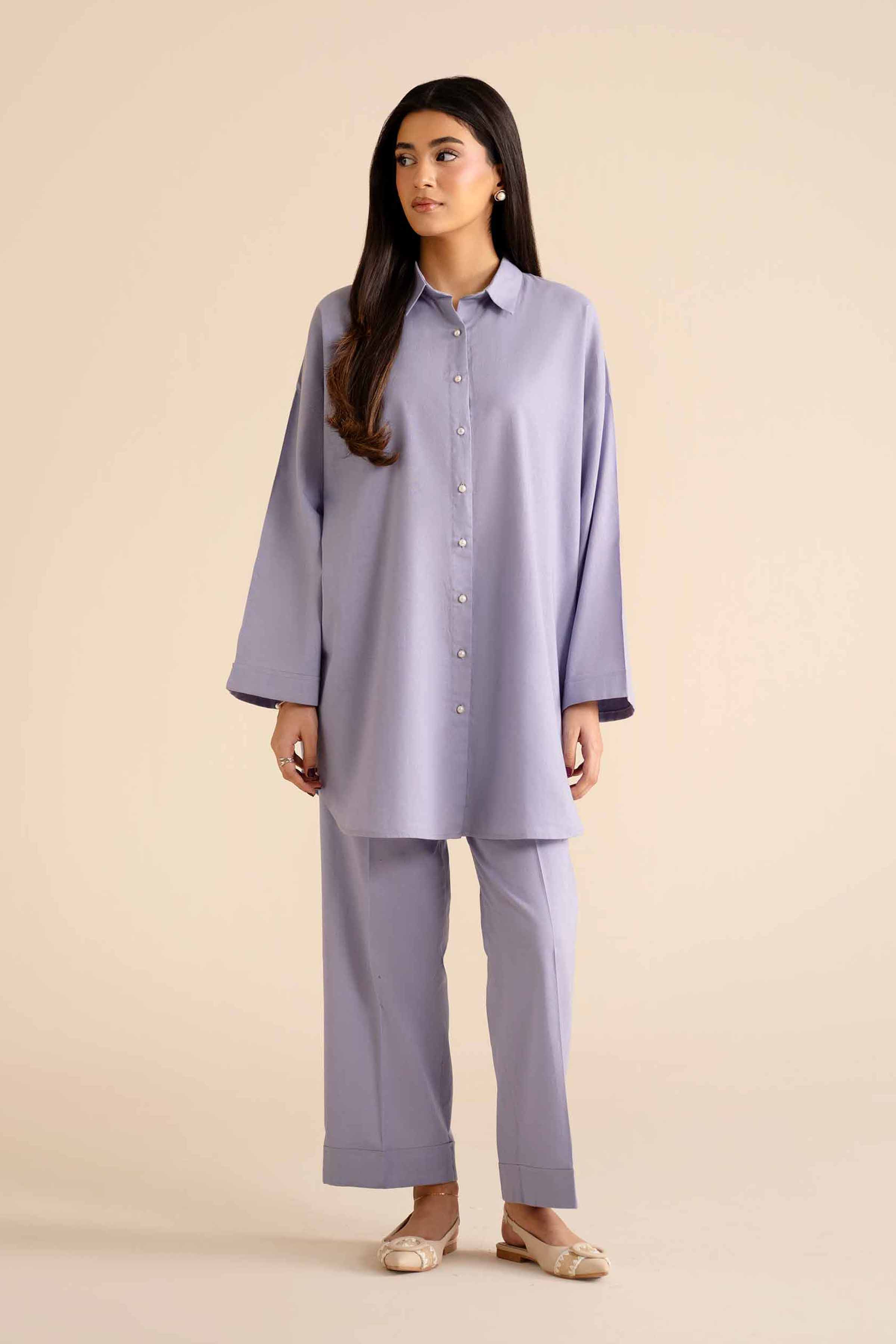 NishatUK - Purple Embroidered Cotton 2-piece ready to wear Dress