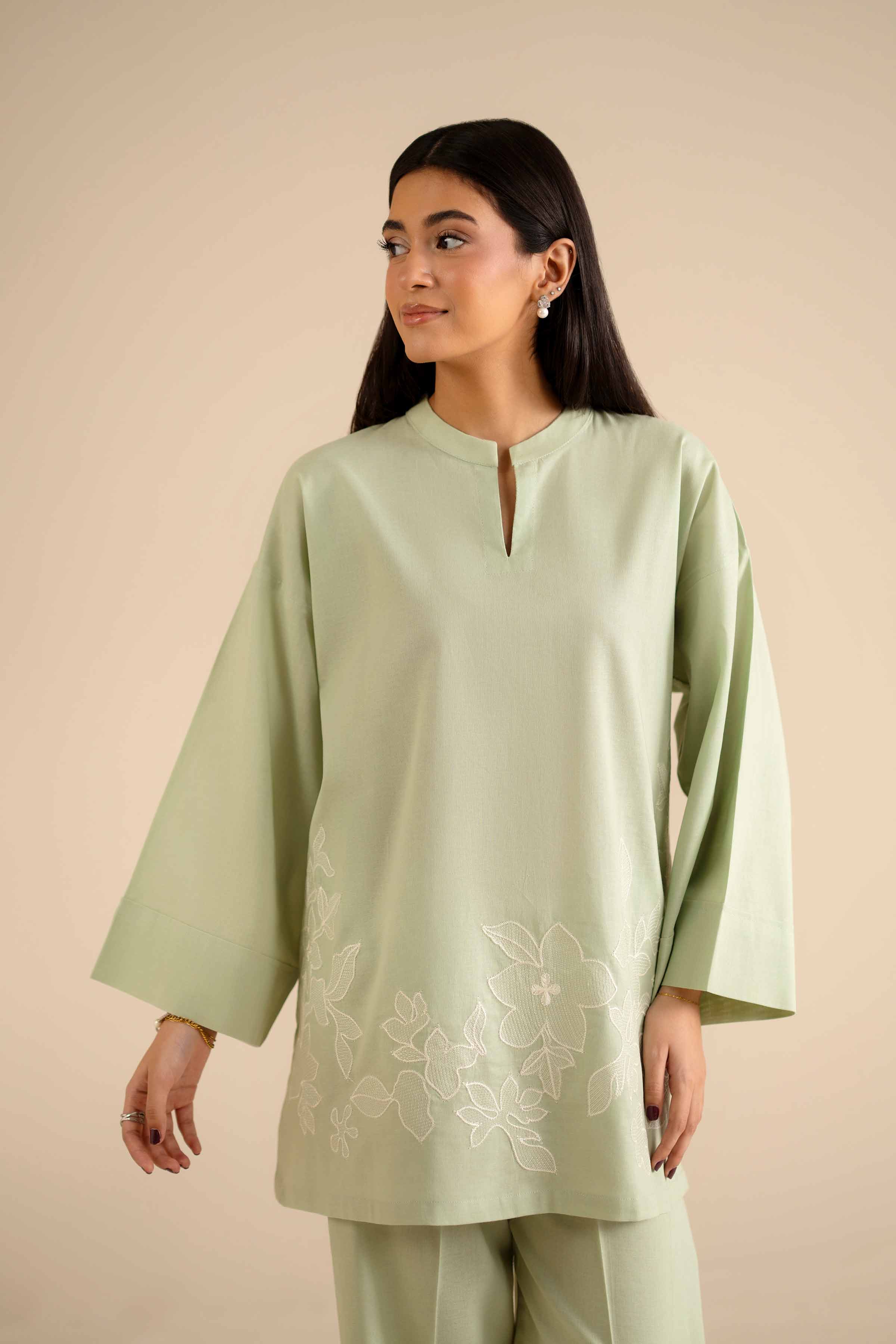 NishatUK - Green Embroidered Cotton 2-piece ready to wear Dress