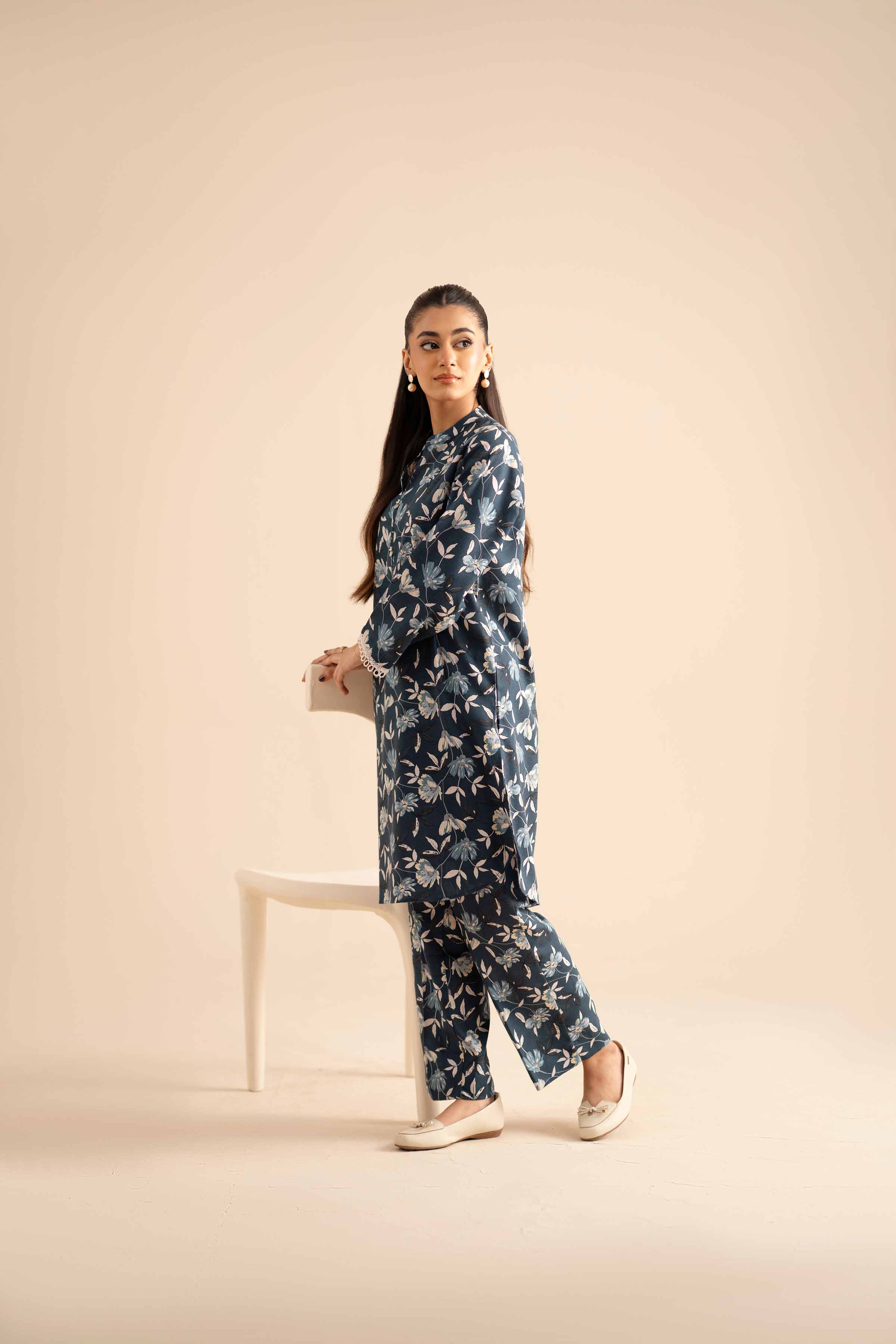 NishatUK - Blue Printed Karandi 2-piece ready to wear Dress