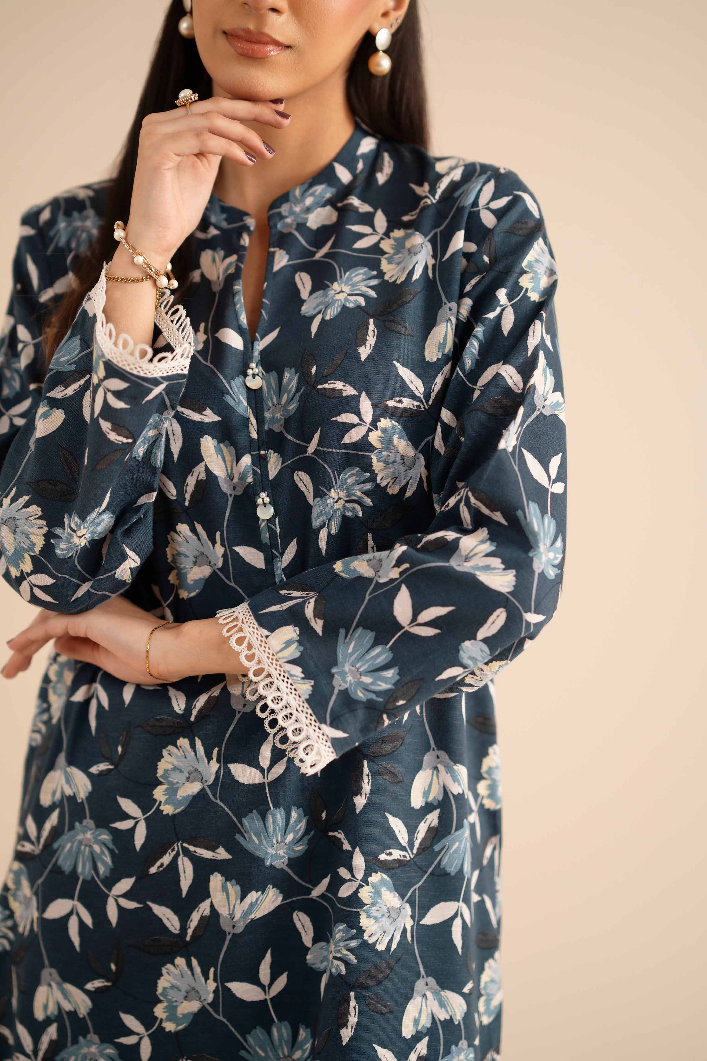 NishatUK - Blue Printed Karandi 2-piece ready to wear Dress