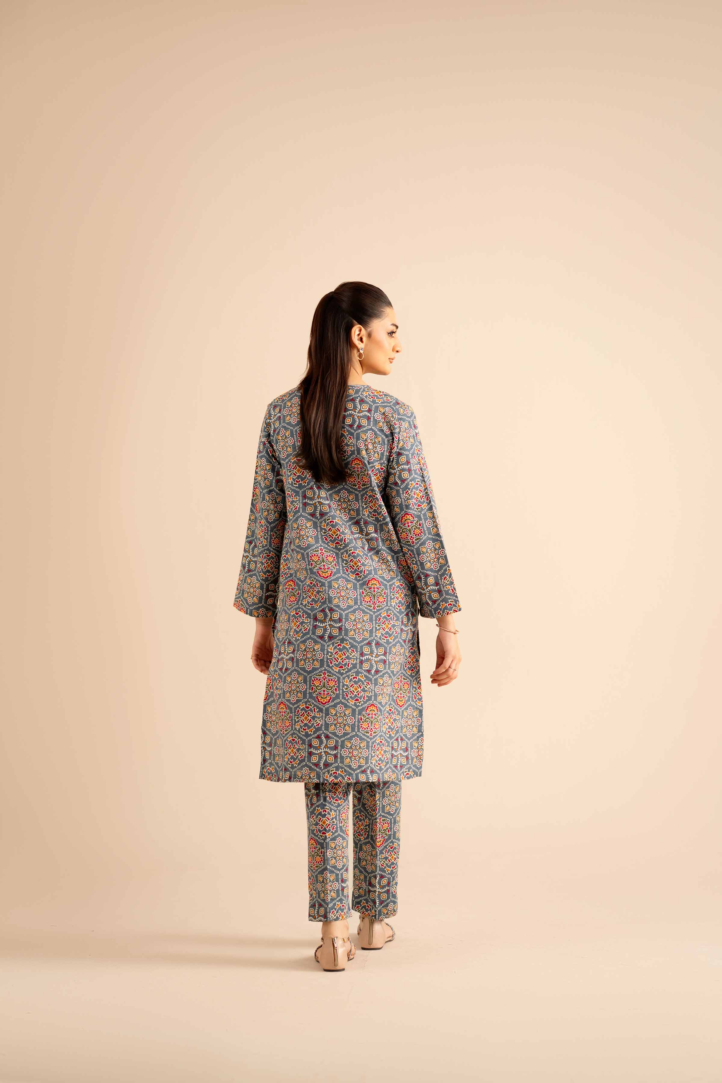 NishatUK - Grey Printed Karandi 2-piece ready to wear Dress