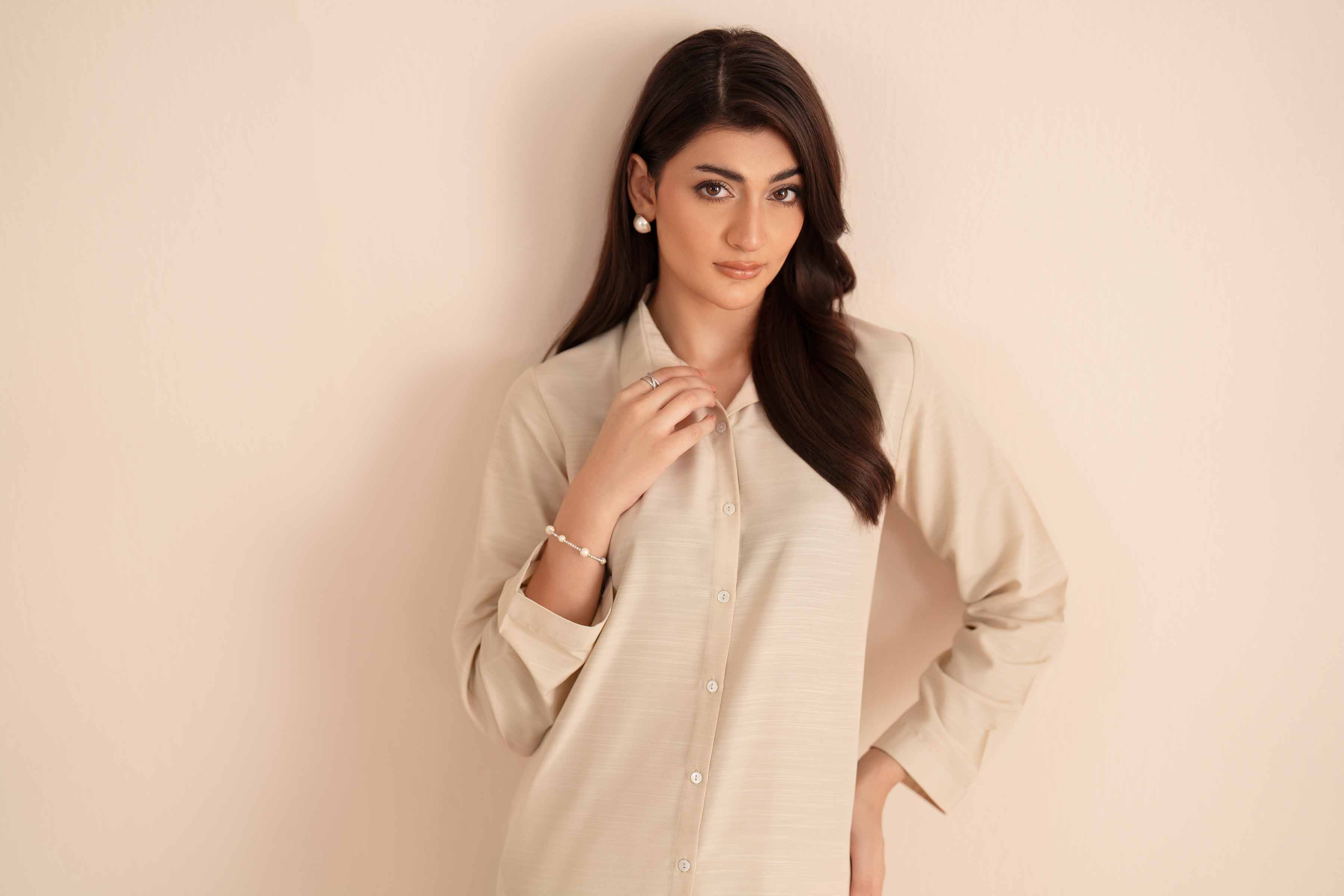 NishatUK - White Solids Silk 2-piece ready to wear Dress