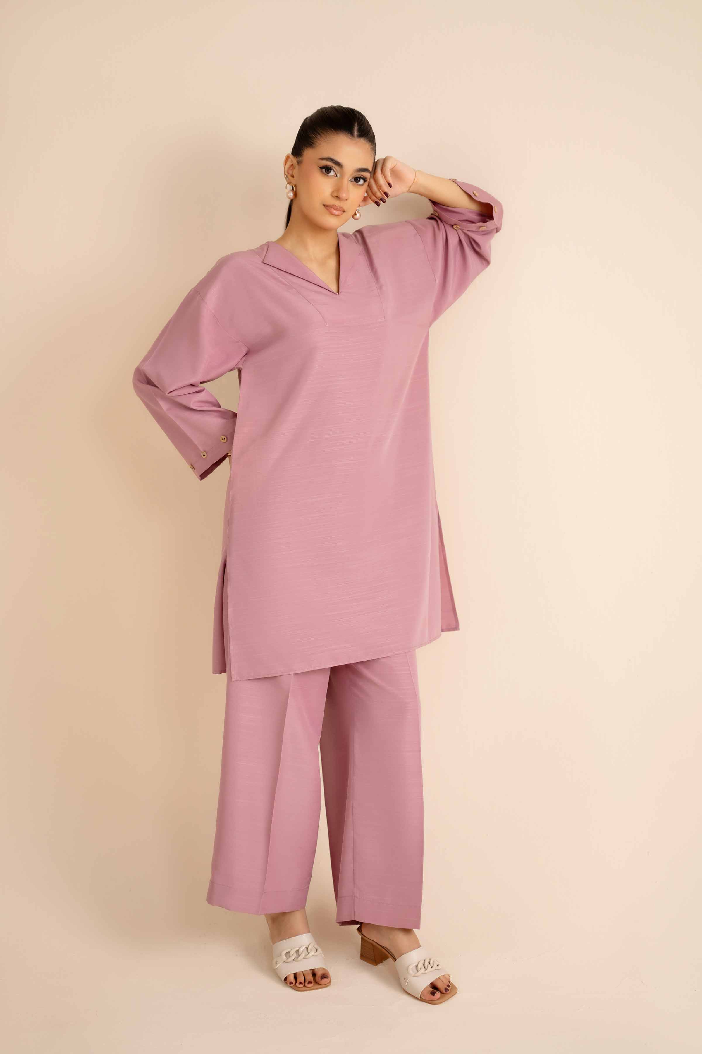 NishatUK - Pink Solids Silk 2-piece ready to wear Dress