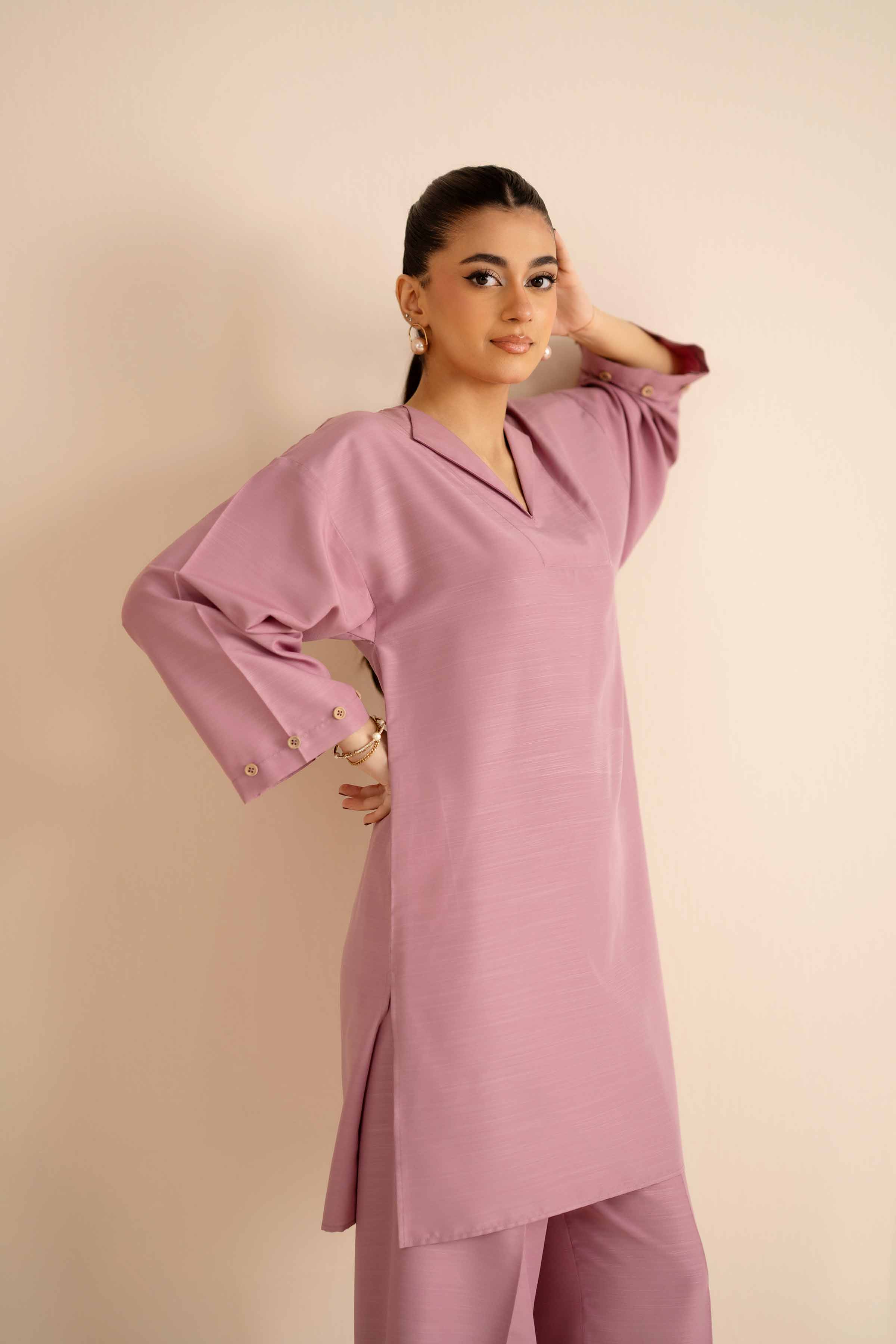 NishatUK - Pink Solids Silk 2-piece ready to wear Dress