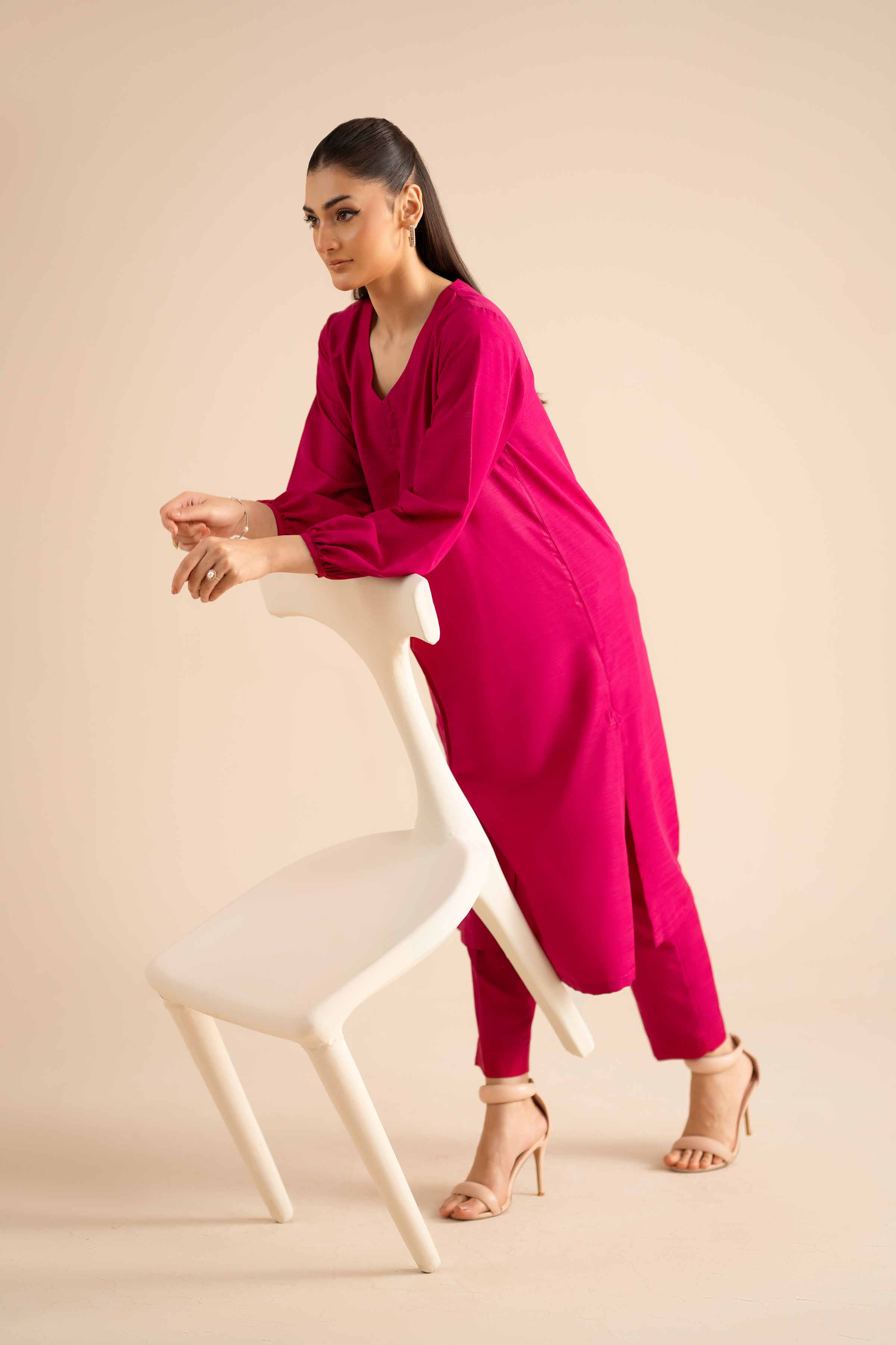 NishatUK - Pink Solids Silk 2-piece ready to wear Dress