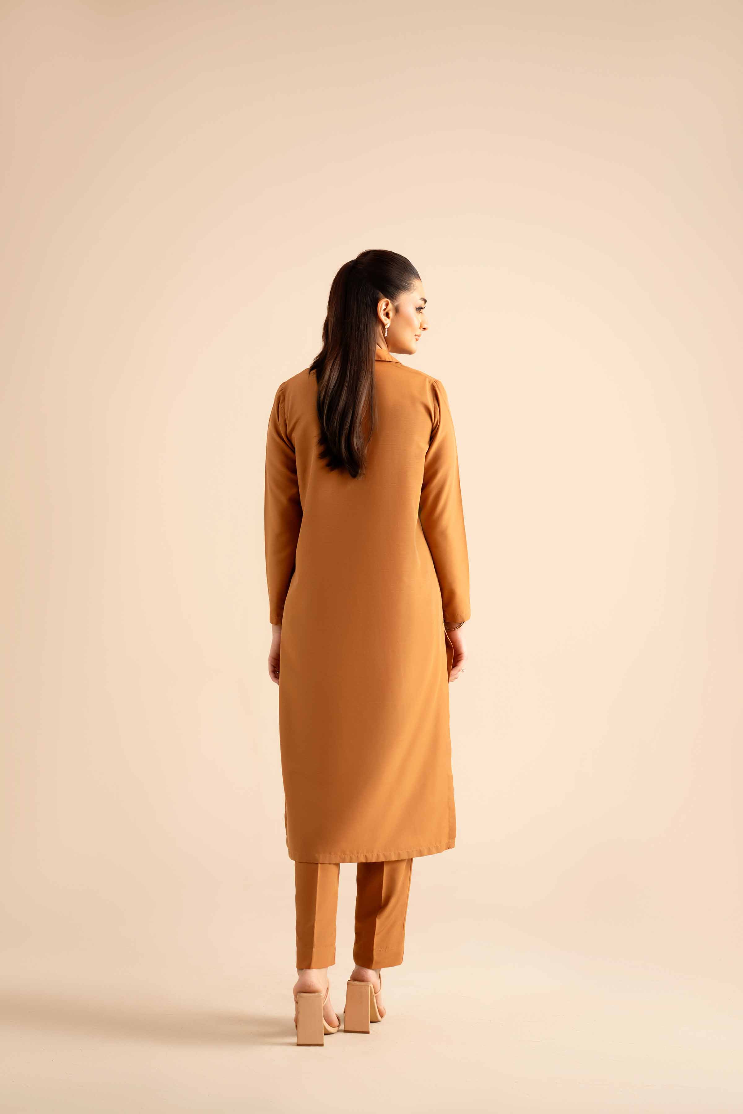 NishatUK - Brown Solids Silk 2-piece ready to wear Dress