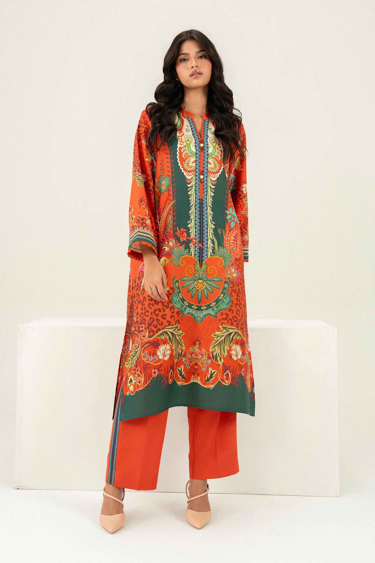 Nishat UK - Orange Printed Khaddar 2 Pieces ready to wear