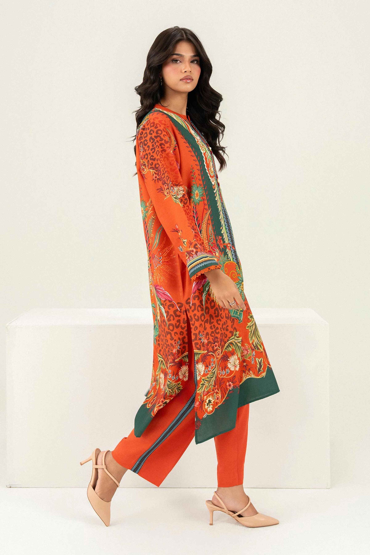 Nishat UK - Orange Printed Khaddar 2 Pieces ready to wear