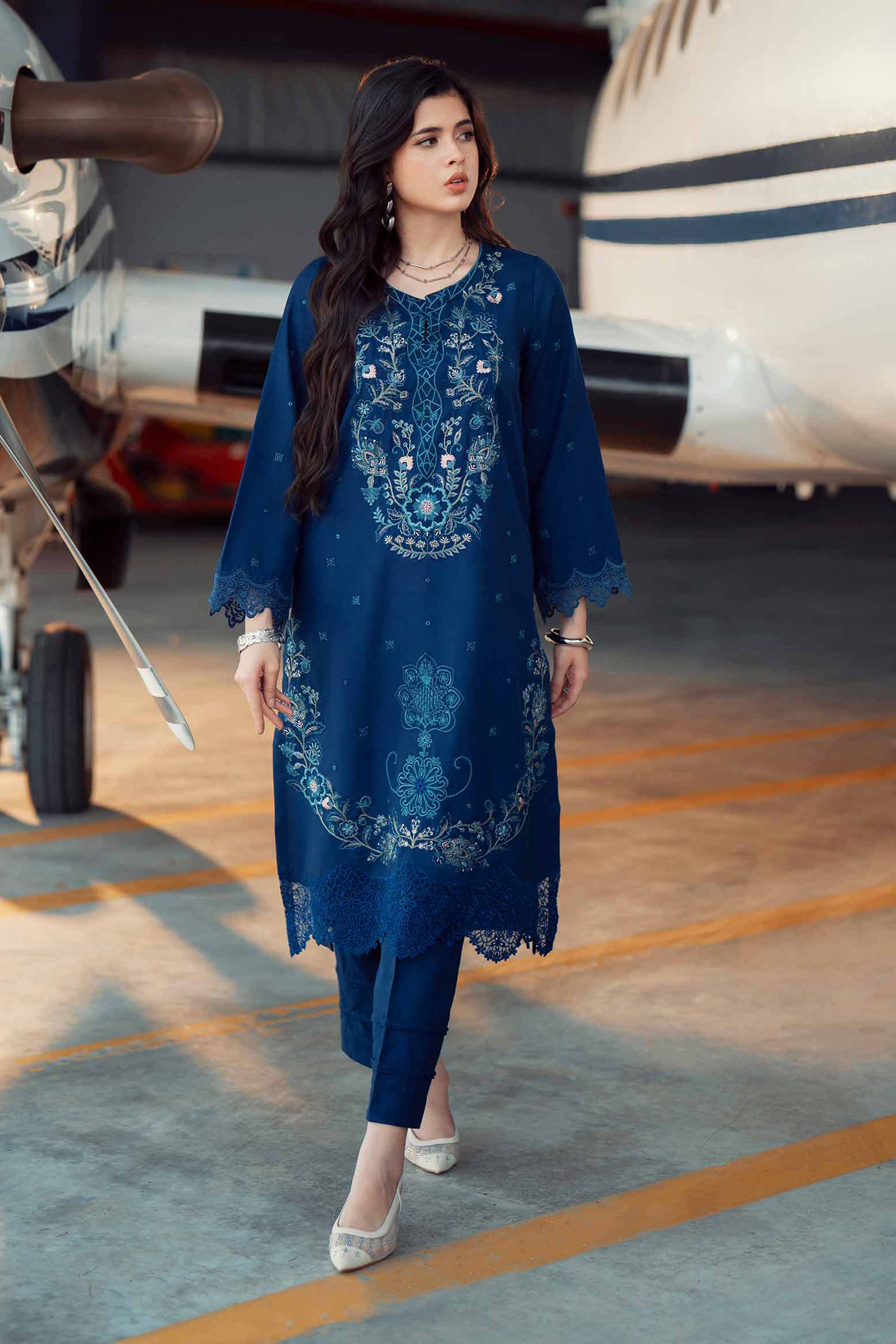 NishatUK - Blue Embroidered Poshak 2-piece ready to wear Dress