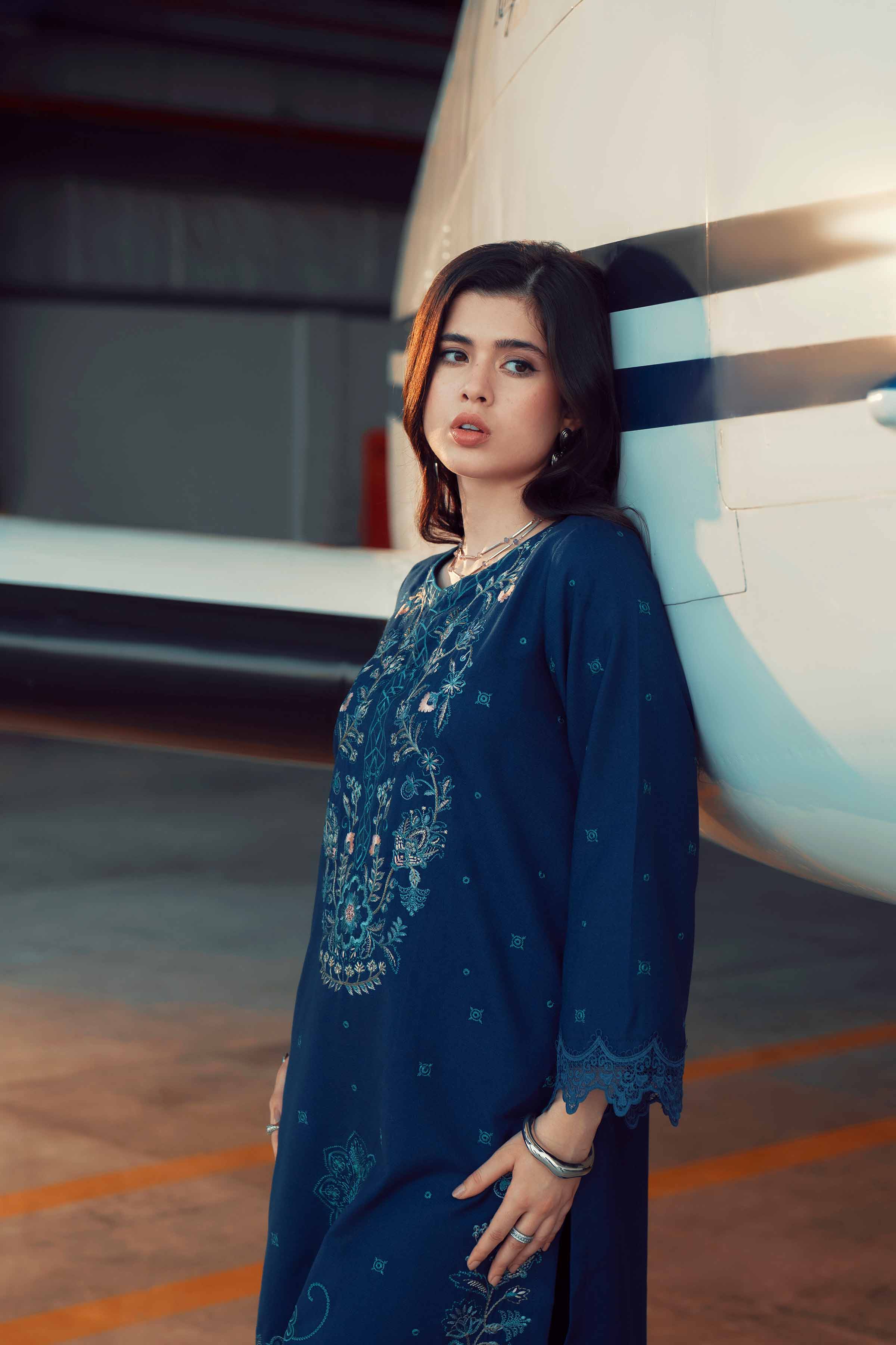 NishatUK - Blue Embroidered Poshak 2-piece ready to wear Dress
