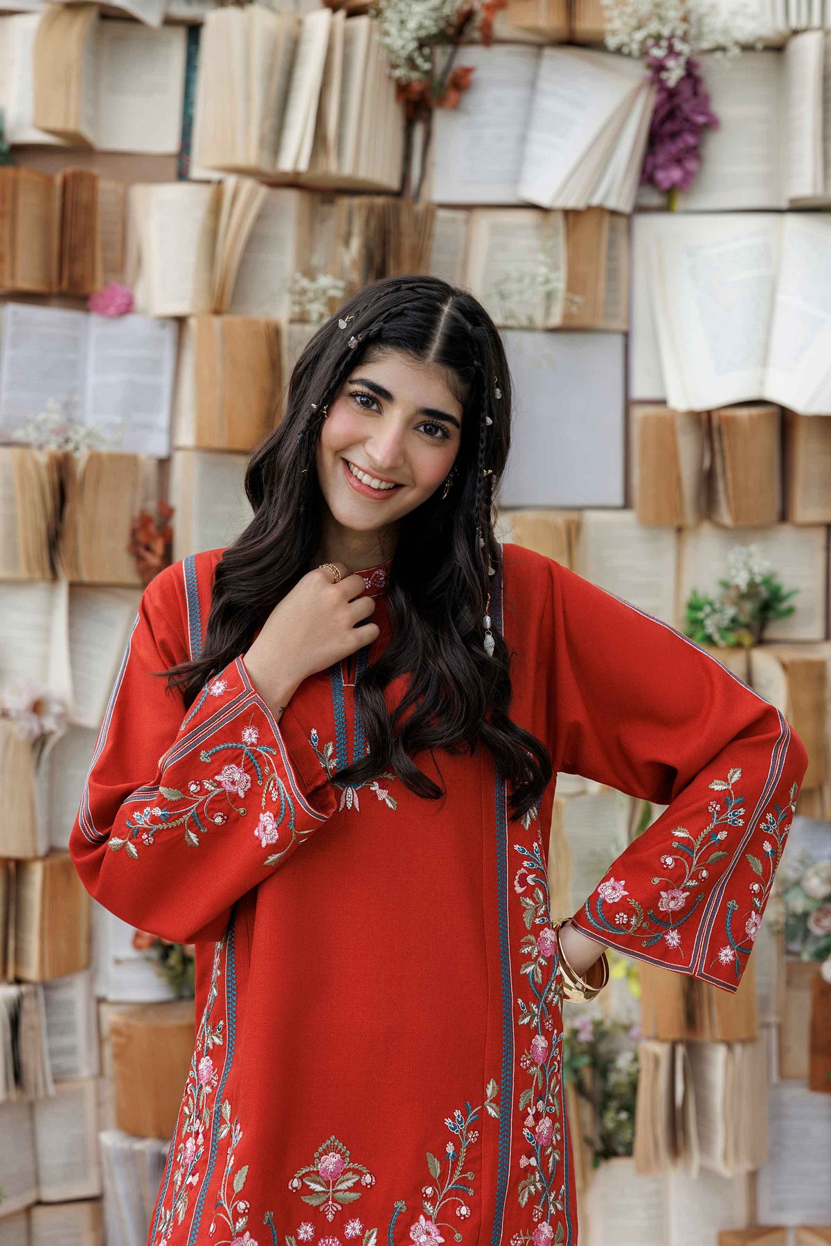 Nishat UK - Orange Embroidered Poshak 2 Pieces ready to wear Dress