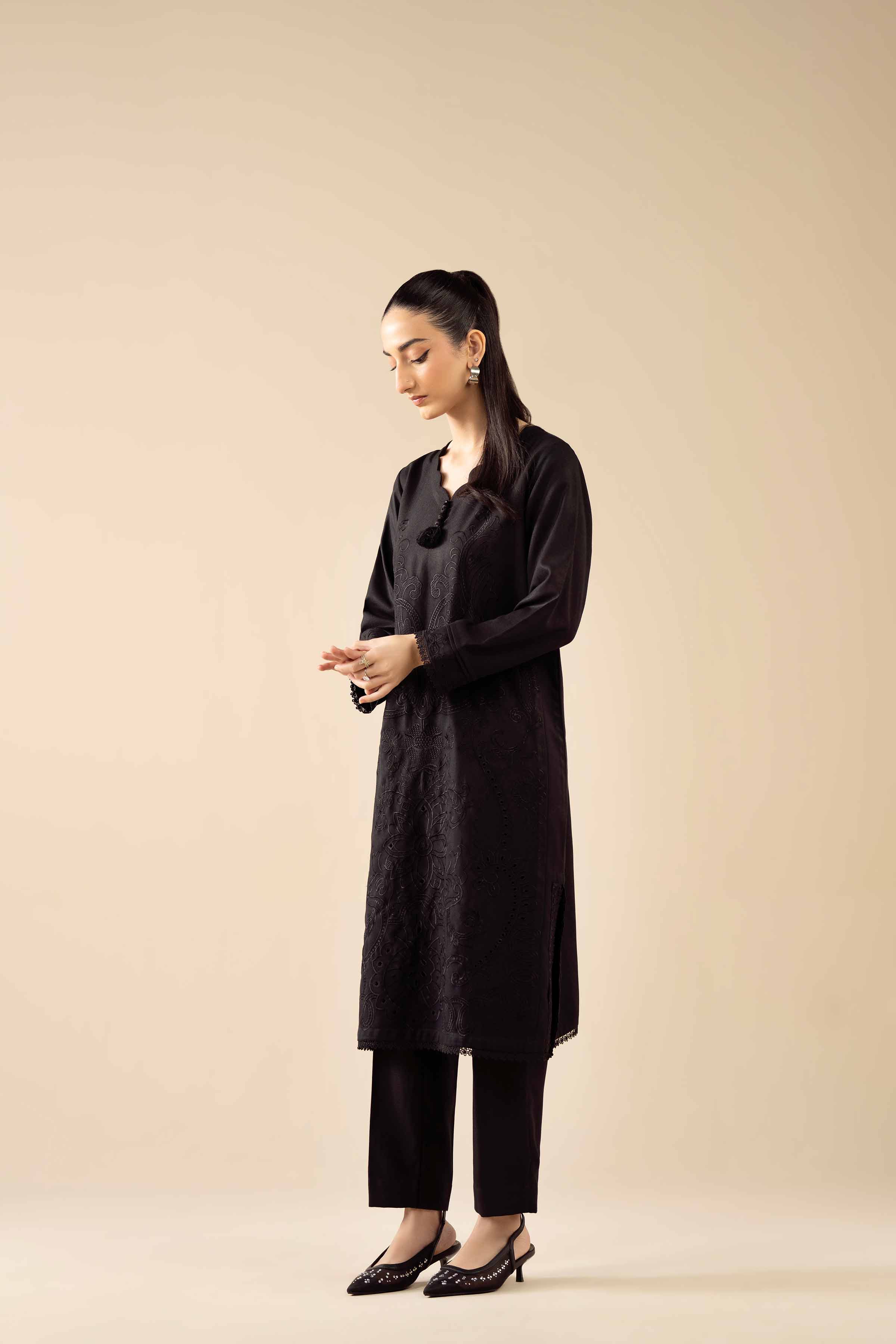 NishatUK - Black Embroidered Poshak 2-piece ready to wear Dress