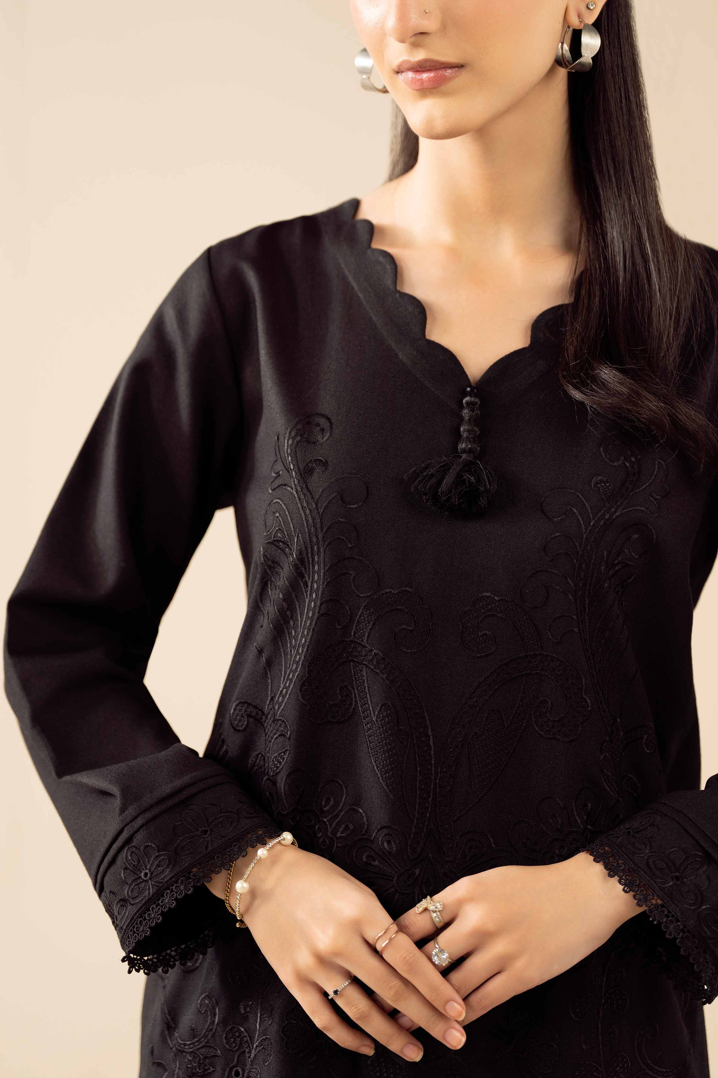 NishatUK - Black Embroidered Poshak 2-piece ready to wear Dress