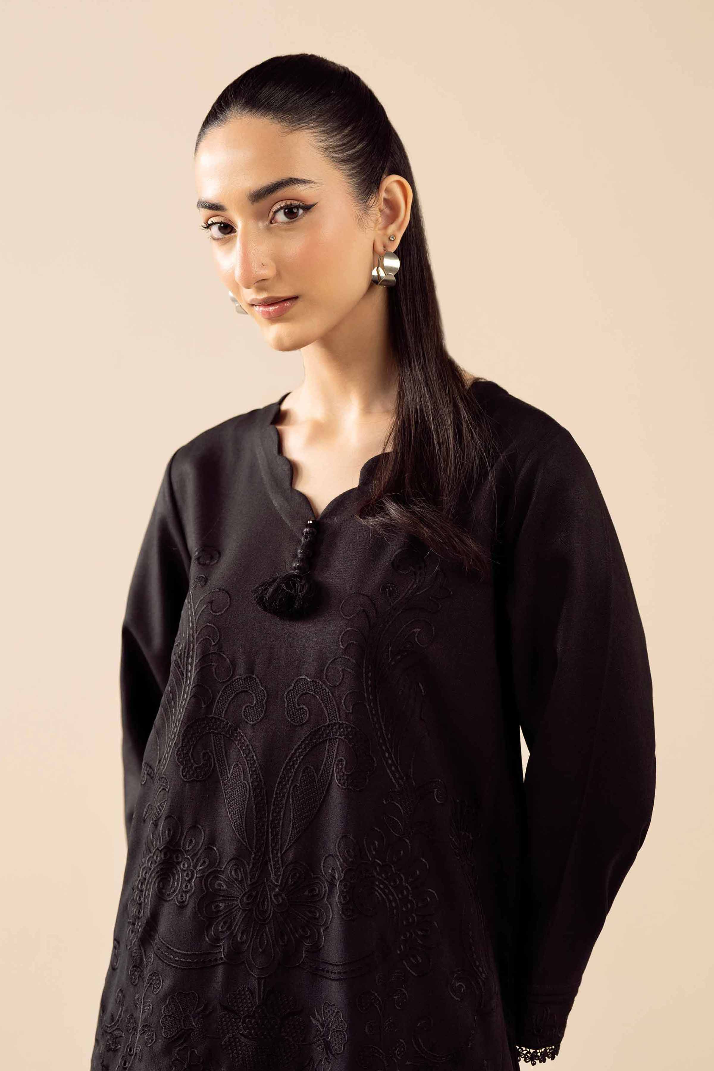 NishatUK - Black Embroidered Poshak 2-piece ready to wear Dress
