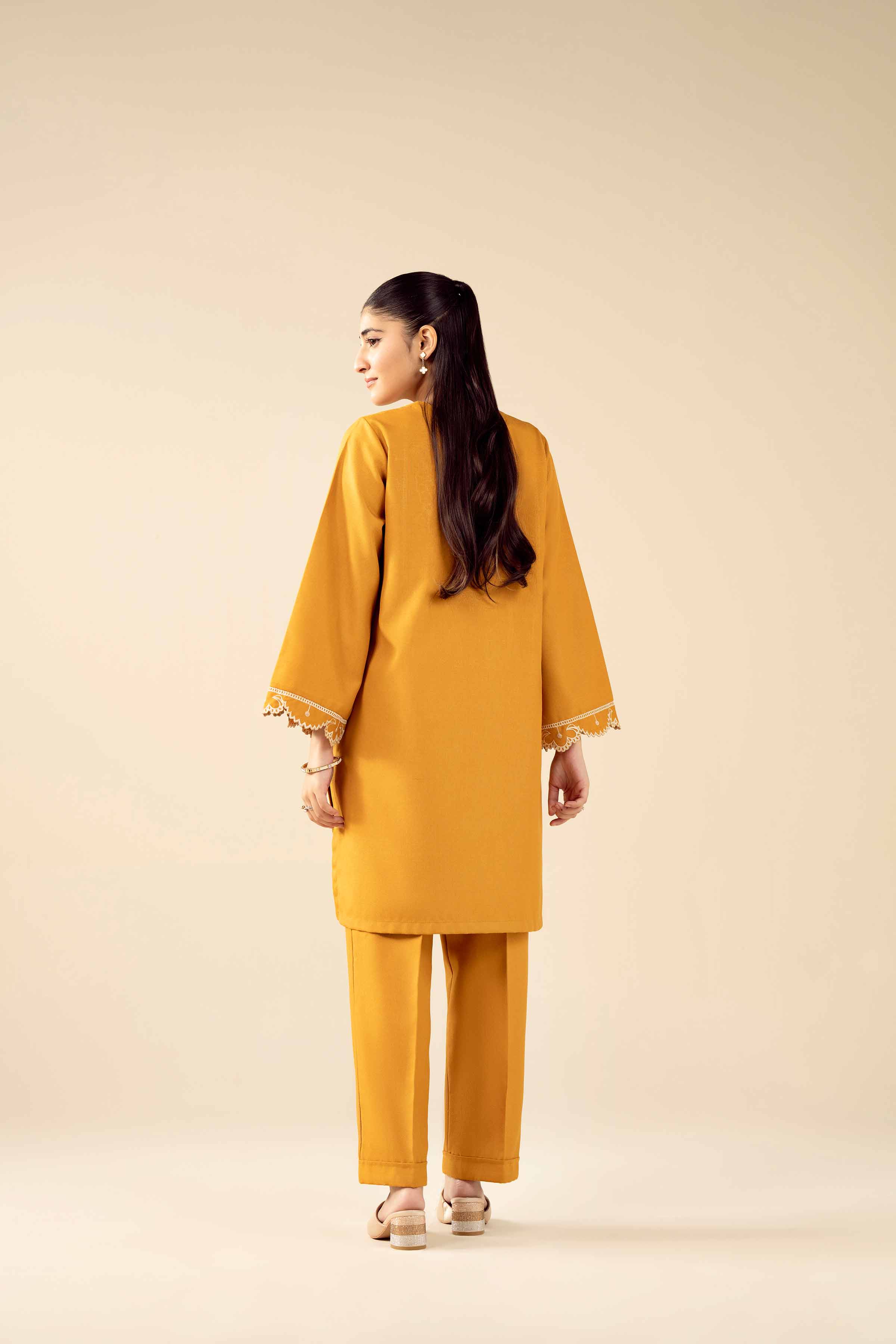 NishatUK - Yellow Embroidered Poshak 2-piece ready to wear Dress