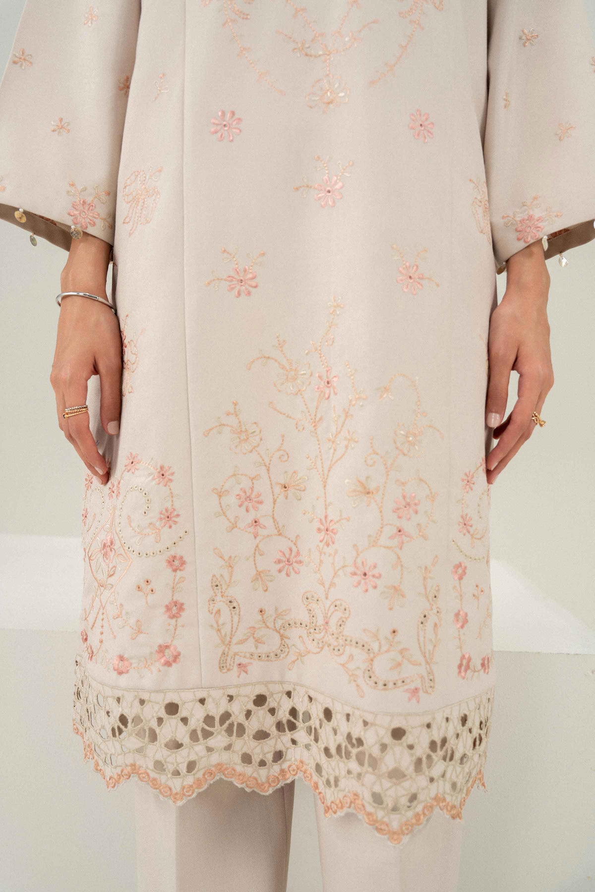 Nishat UK - Beige Embroidered Poshak 2 Pieces ready to wear Dress