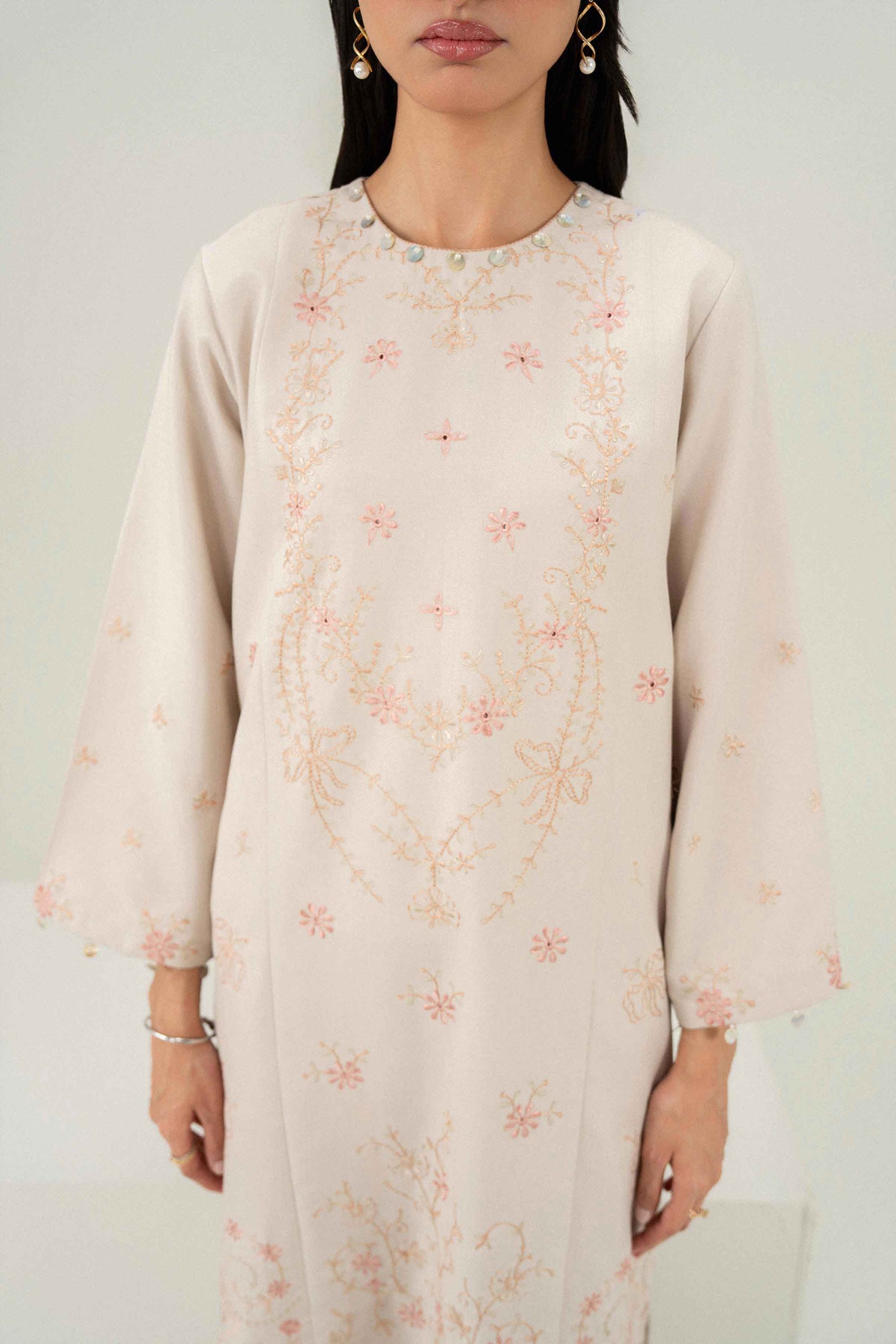 Nishat UK - Beige Embroidered Poshak 2 Pieces ready to wear Dress