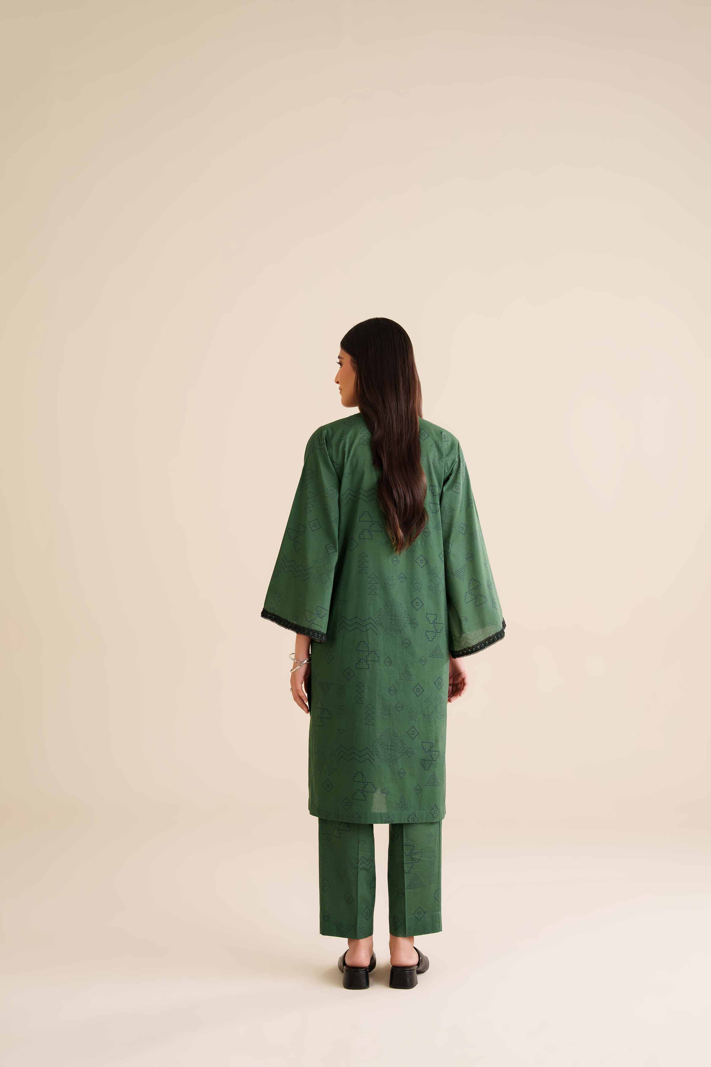 NishatUK - Green Embroidered Cambric 2-piece ready to wear Dress
