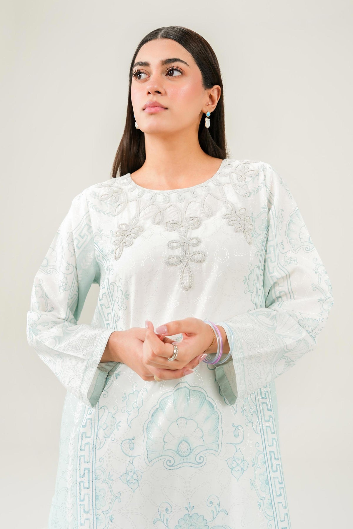 Nishat UK - Blue Embroidered Jacquard 2 Pieces ready to wear Dress