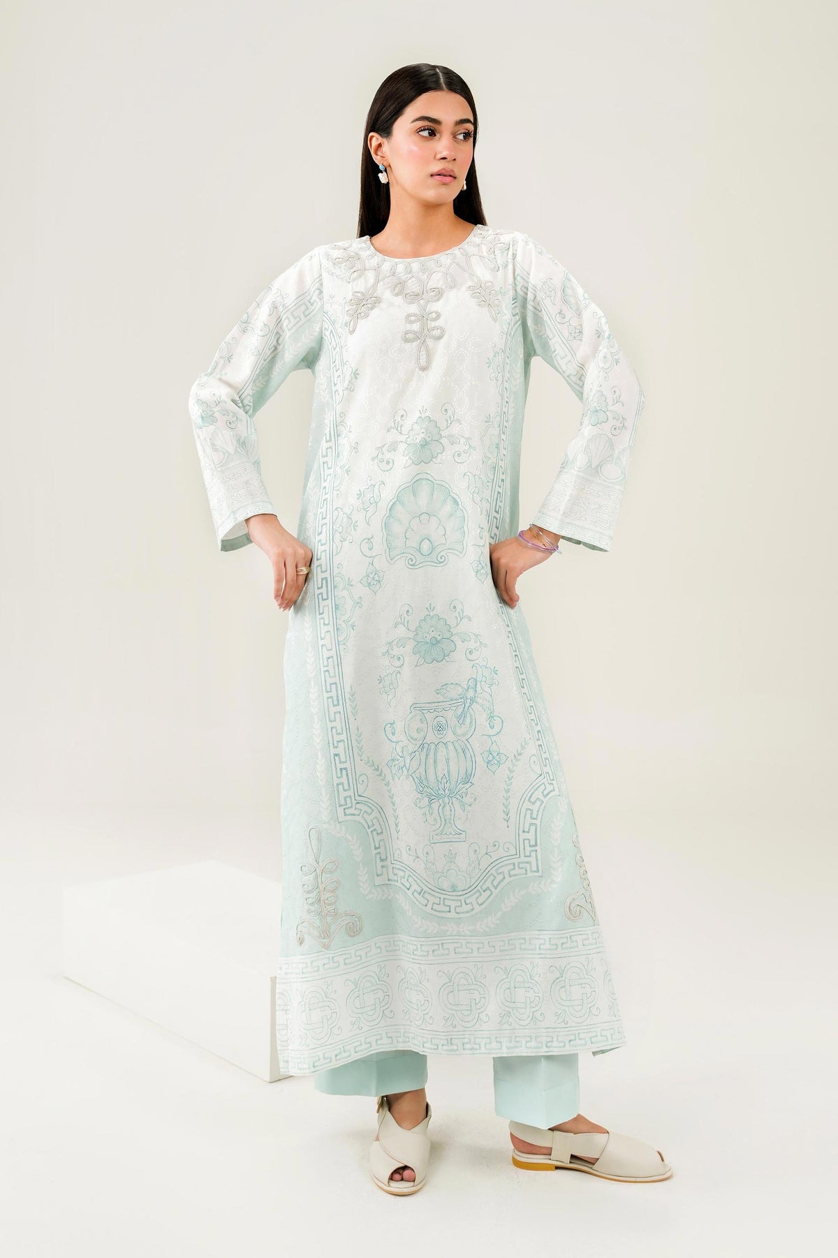 Nishat UK - Blue Embroidered Jacquard 2 Pieces ready to wear Dress