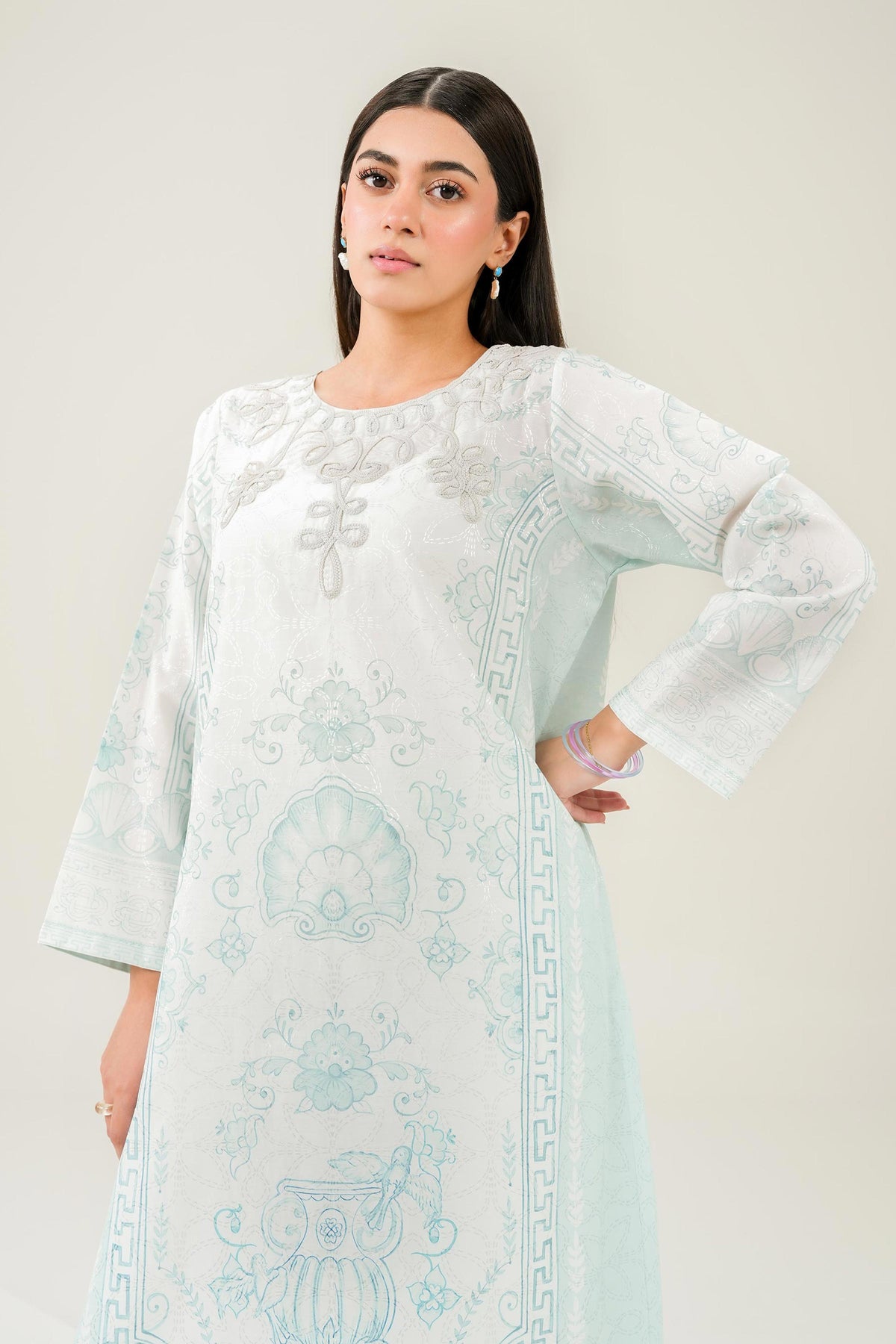 Nishat UK - Blue Embroidered Jacquard 2 Pieces ready to wear Dress
