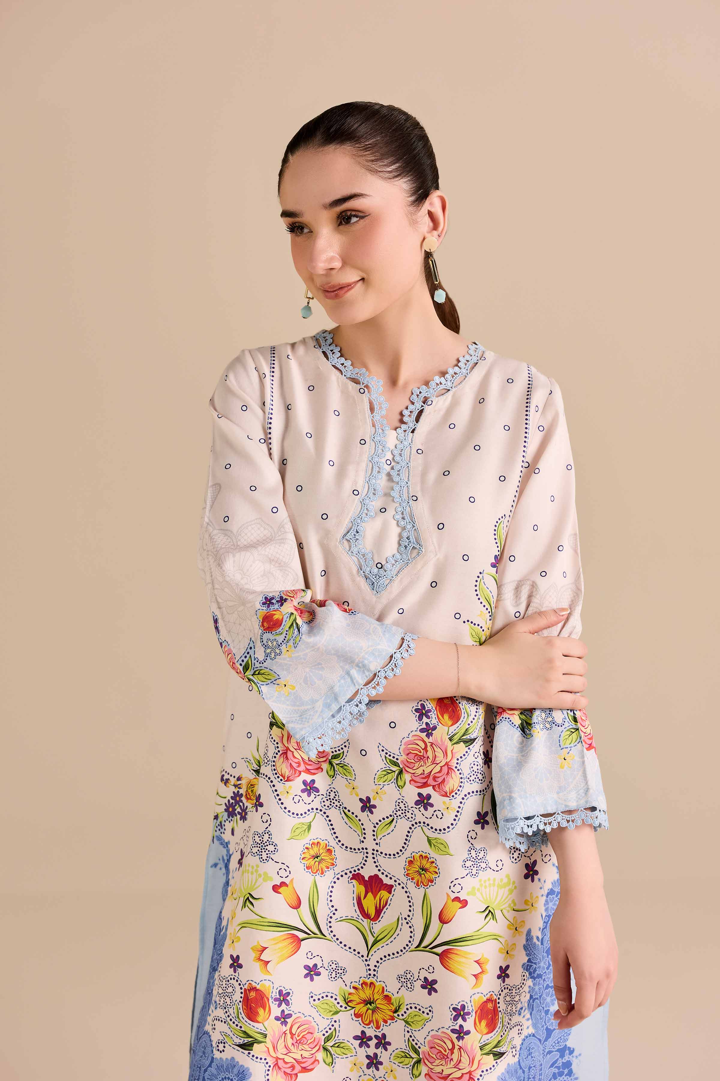 NishatUK - Yellow Printed Sateen 2-piece ready to wear Dress