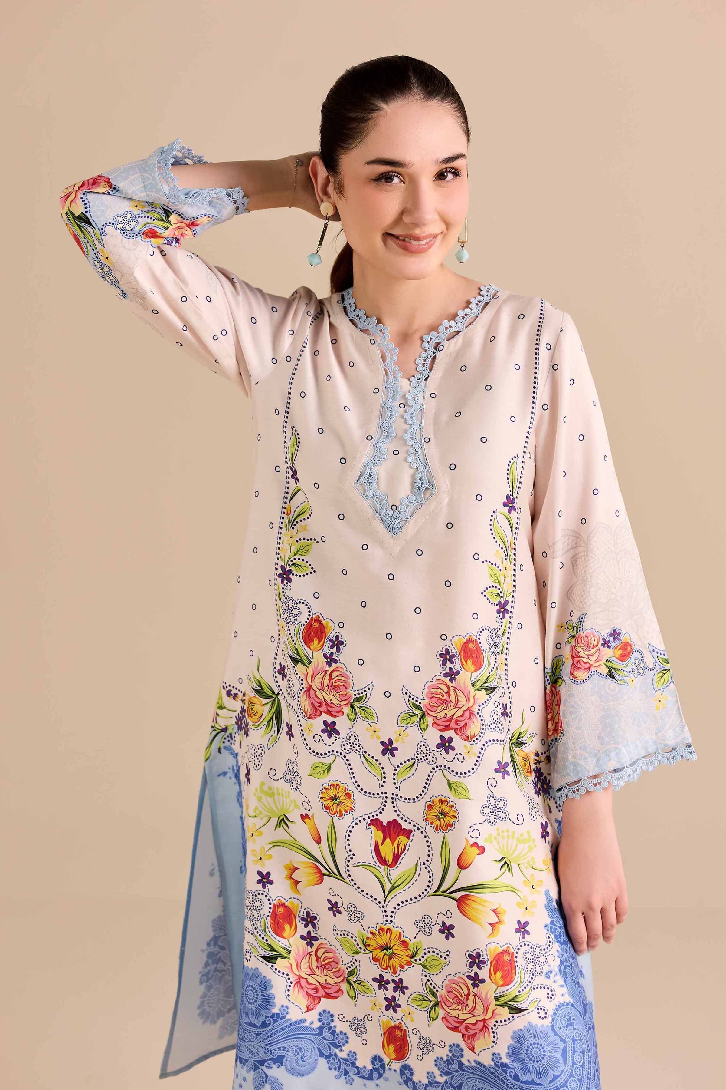 NishatUK - Yellow Printed Sateen 2-piece ready to wear Dress