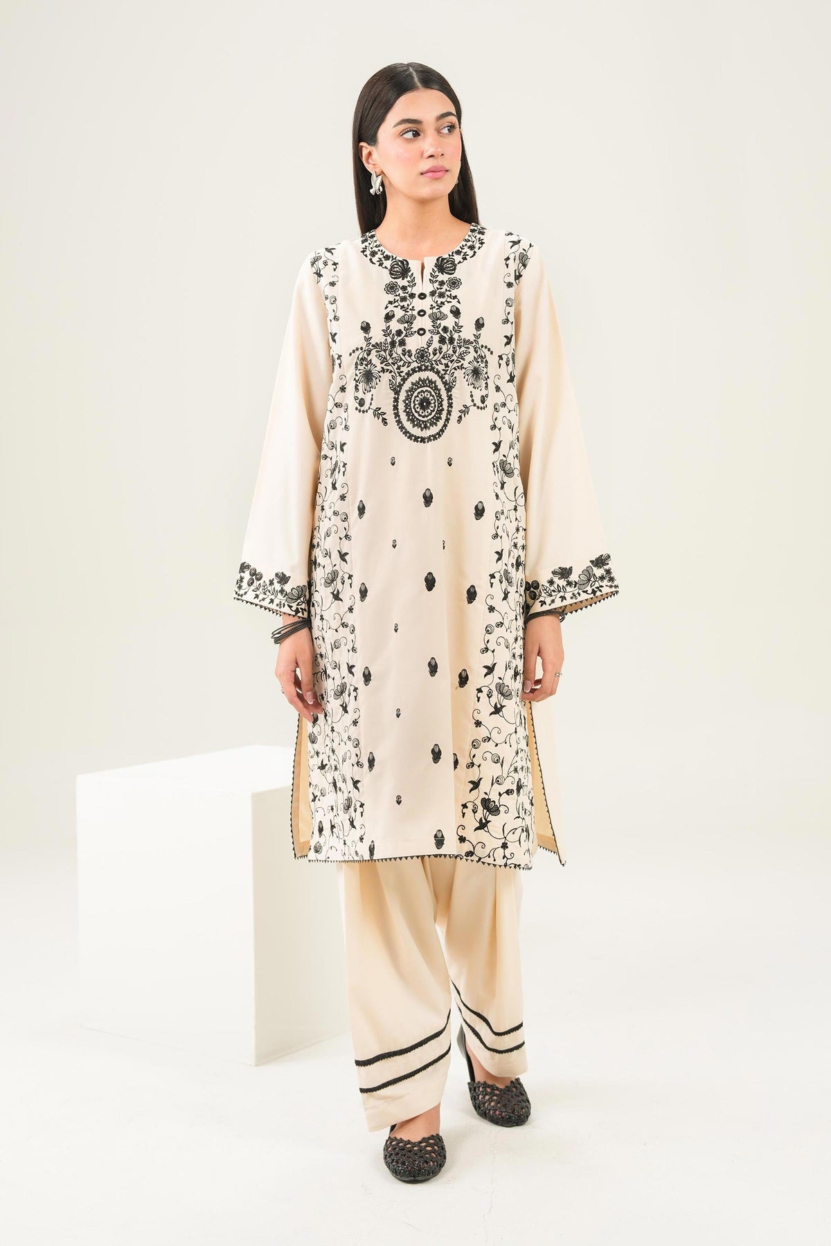 Nishat UK - Beige Embroidered Viscose 2 Pieces ready to wear