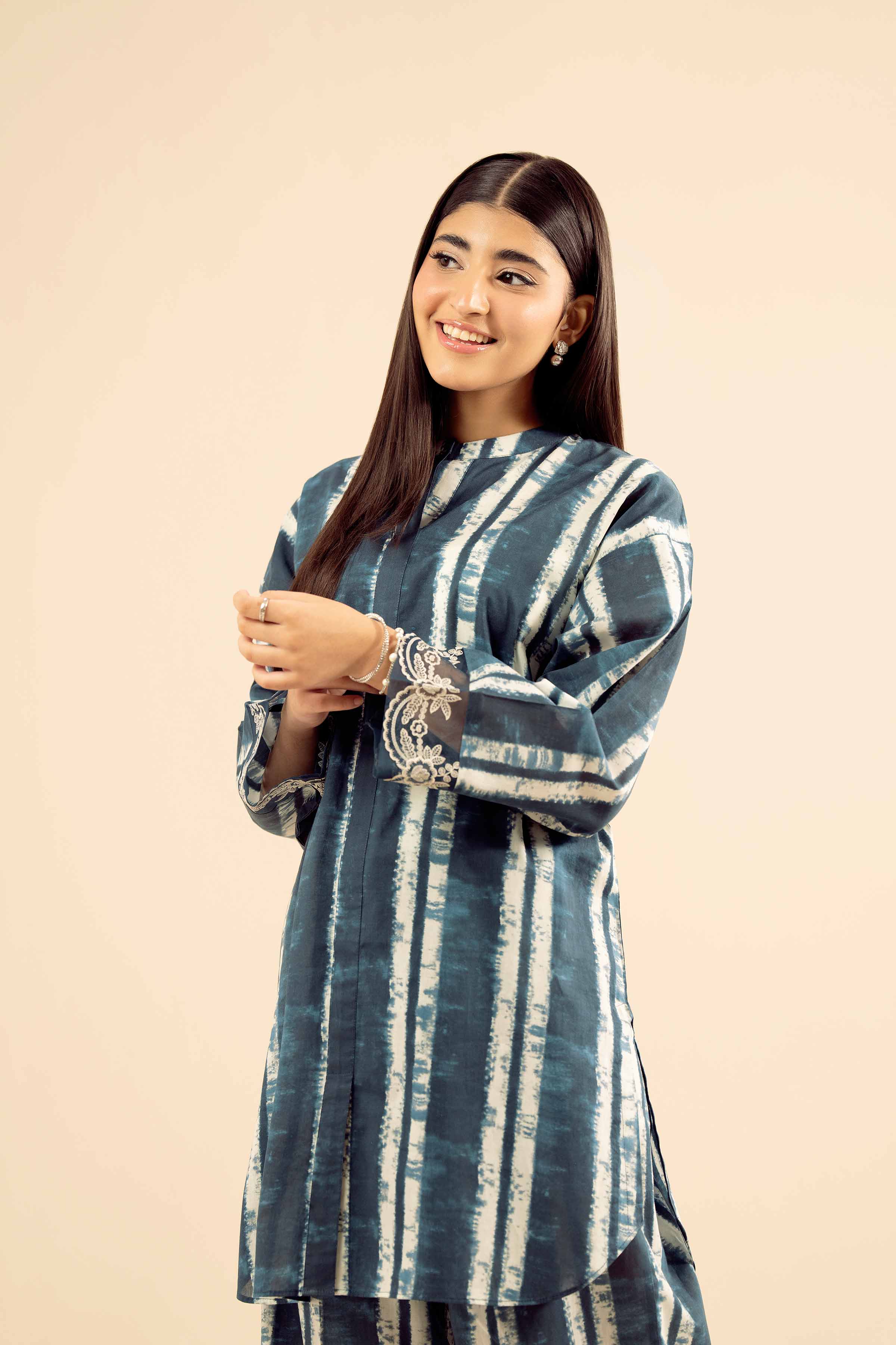 NishatUK - Blue Embroidered Cambric 2-piece ready to wear Dress