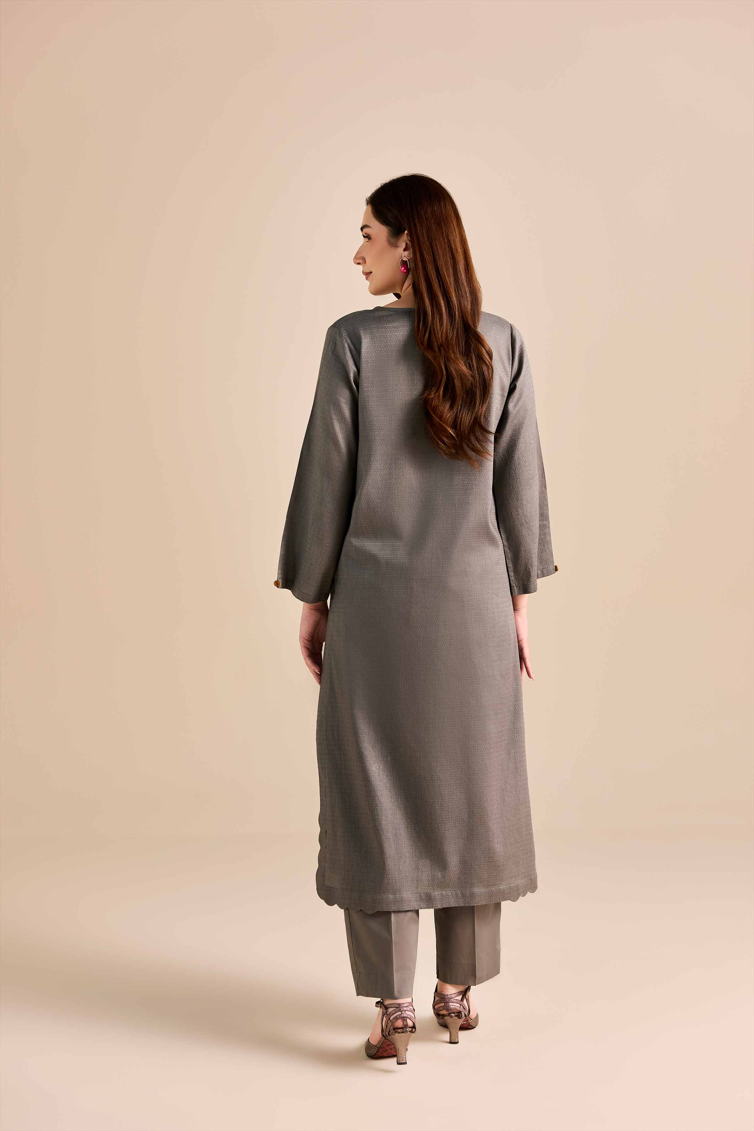 NishatUK - Grey Solids Dobby 2-piece ready to wear Dress