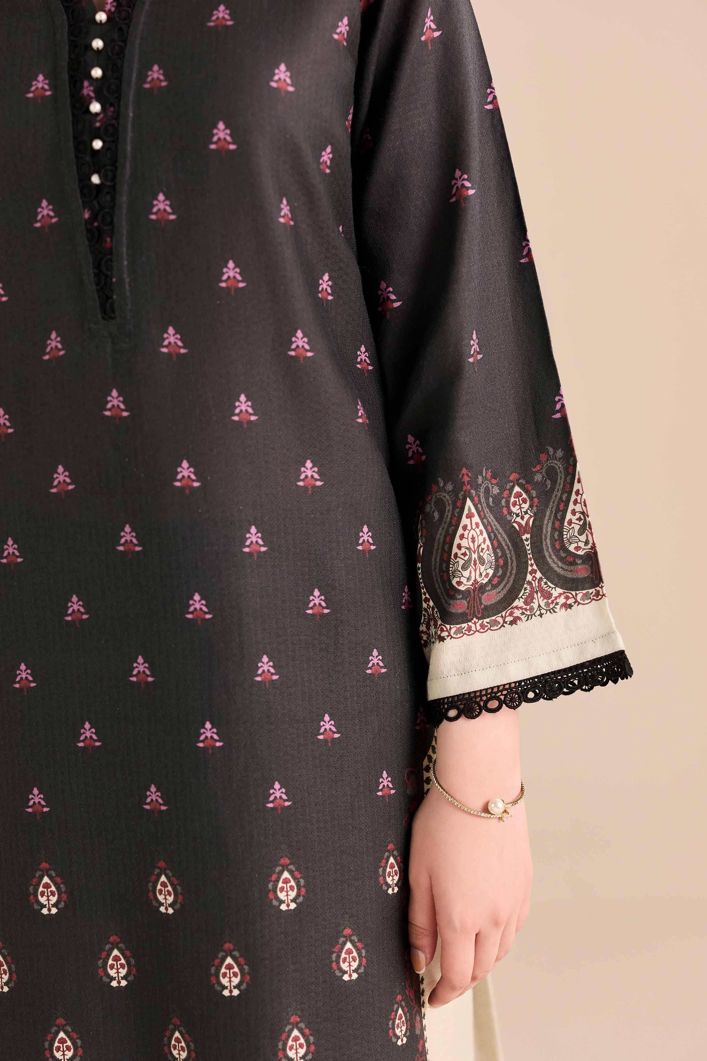 NishatUK - Black Printed Cambric 2-piece ready to wear Dress