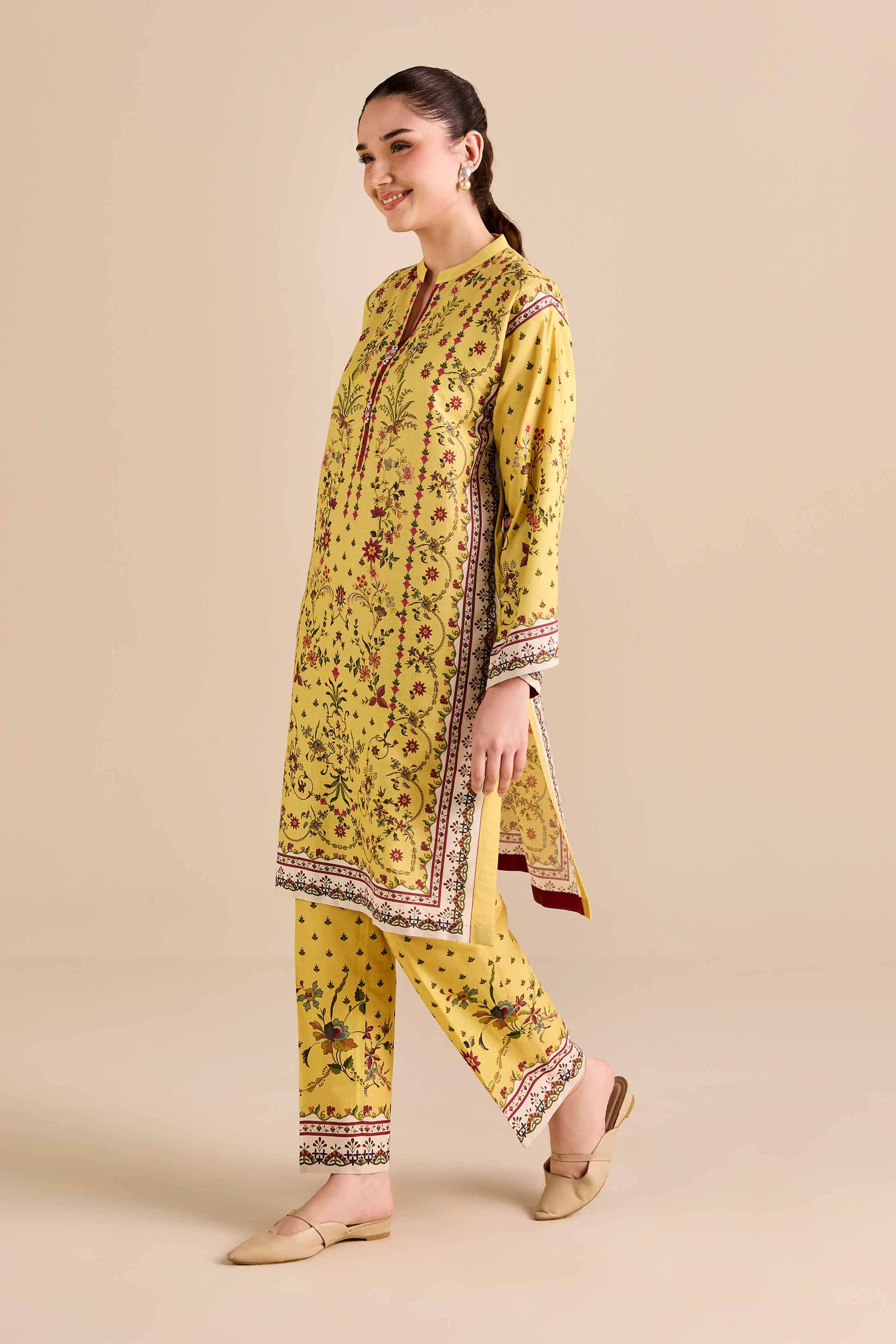 NishatUK - Yellow Printed Dobby 2-piece ready to wear Dress