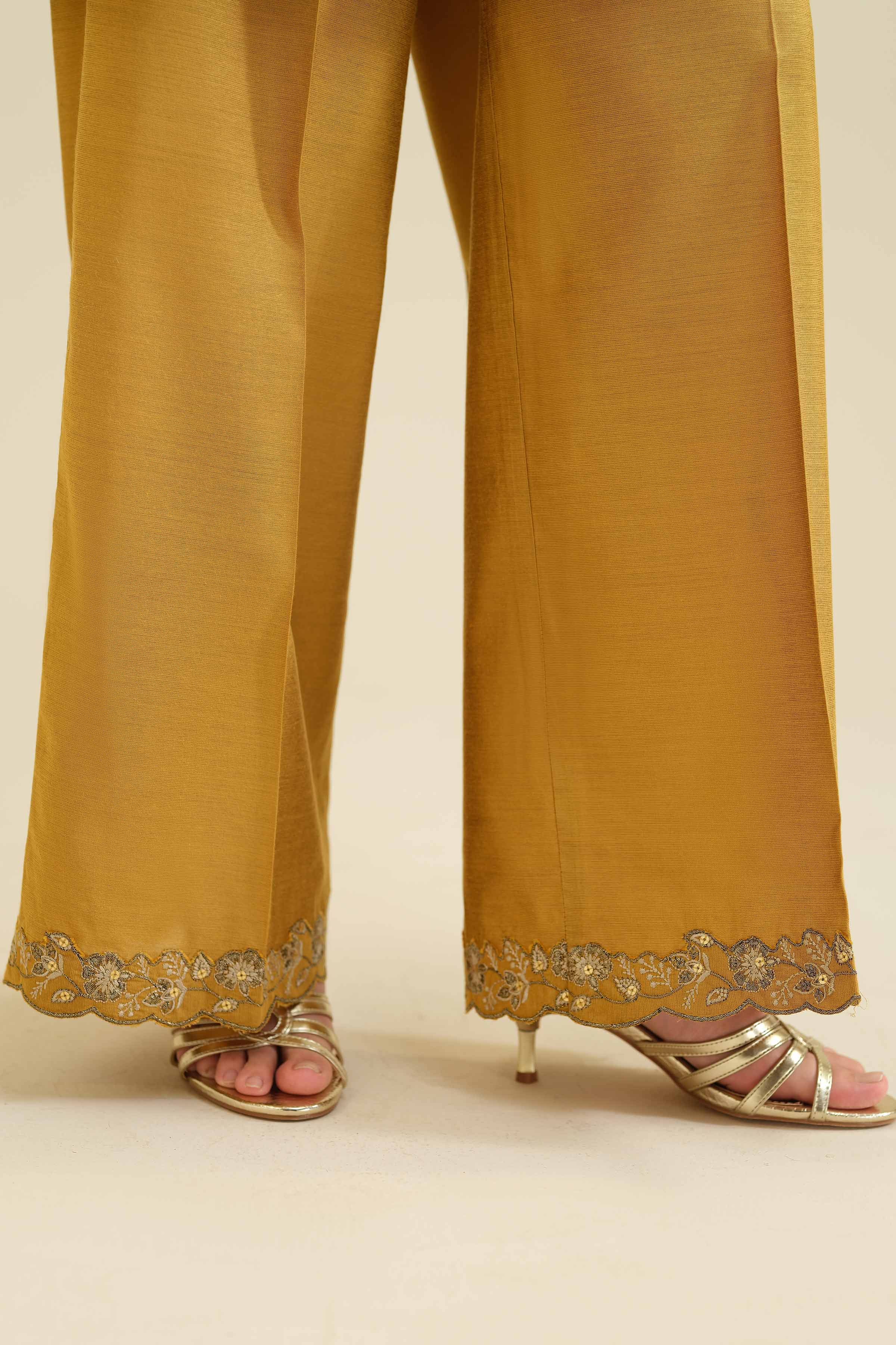 NishatUK - Yellow Embroidered Silk 3-piece ready to wear Suit