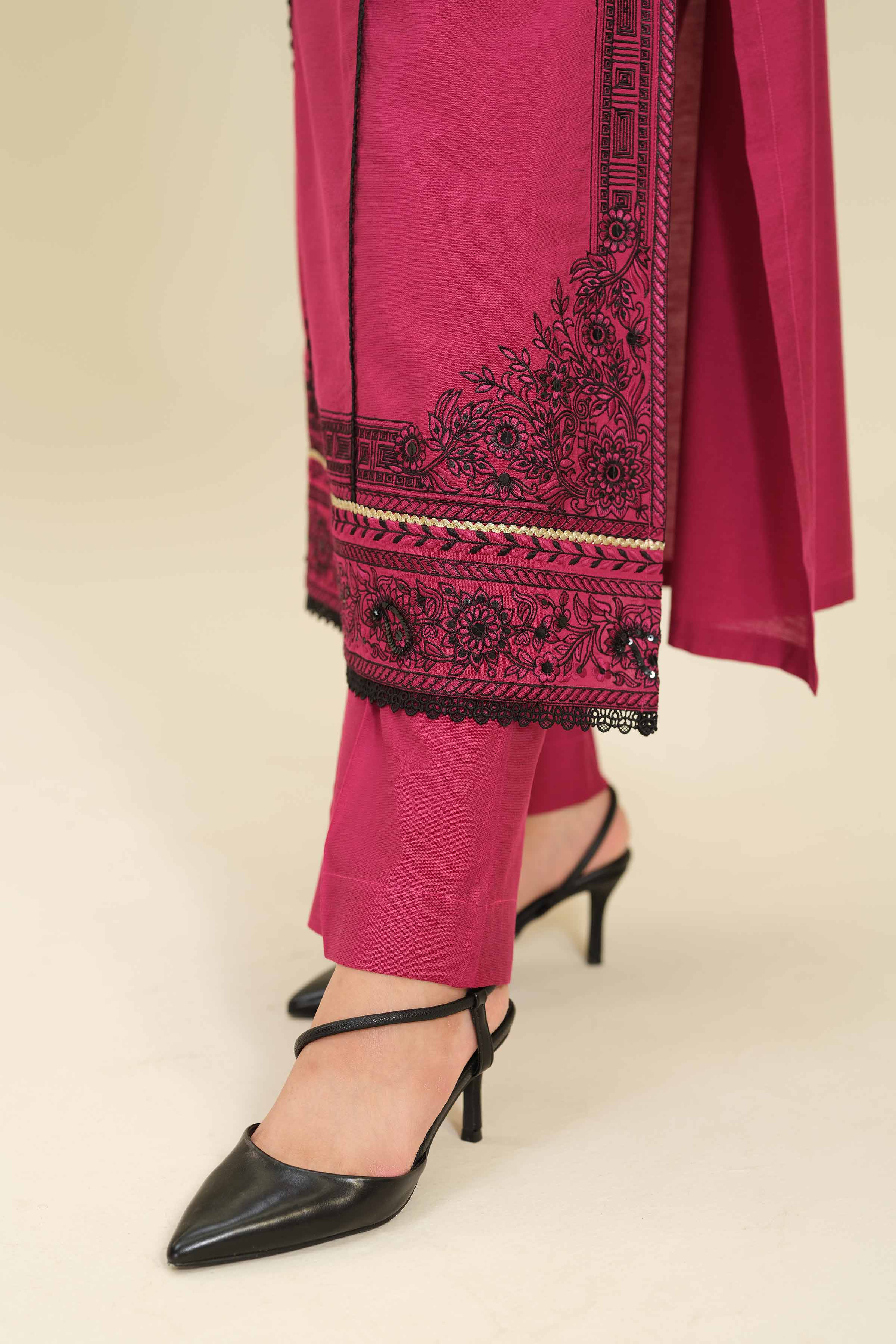 NishatUK - Pink Embroidered Silk 3-piece ready to wear Suit