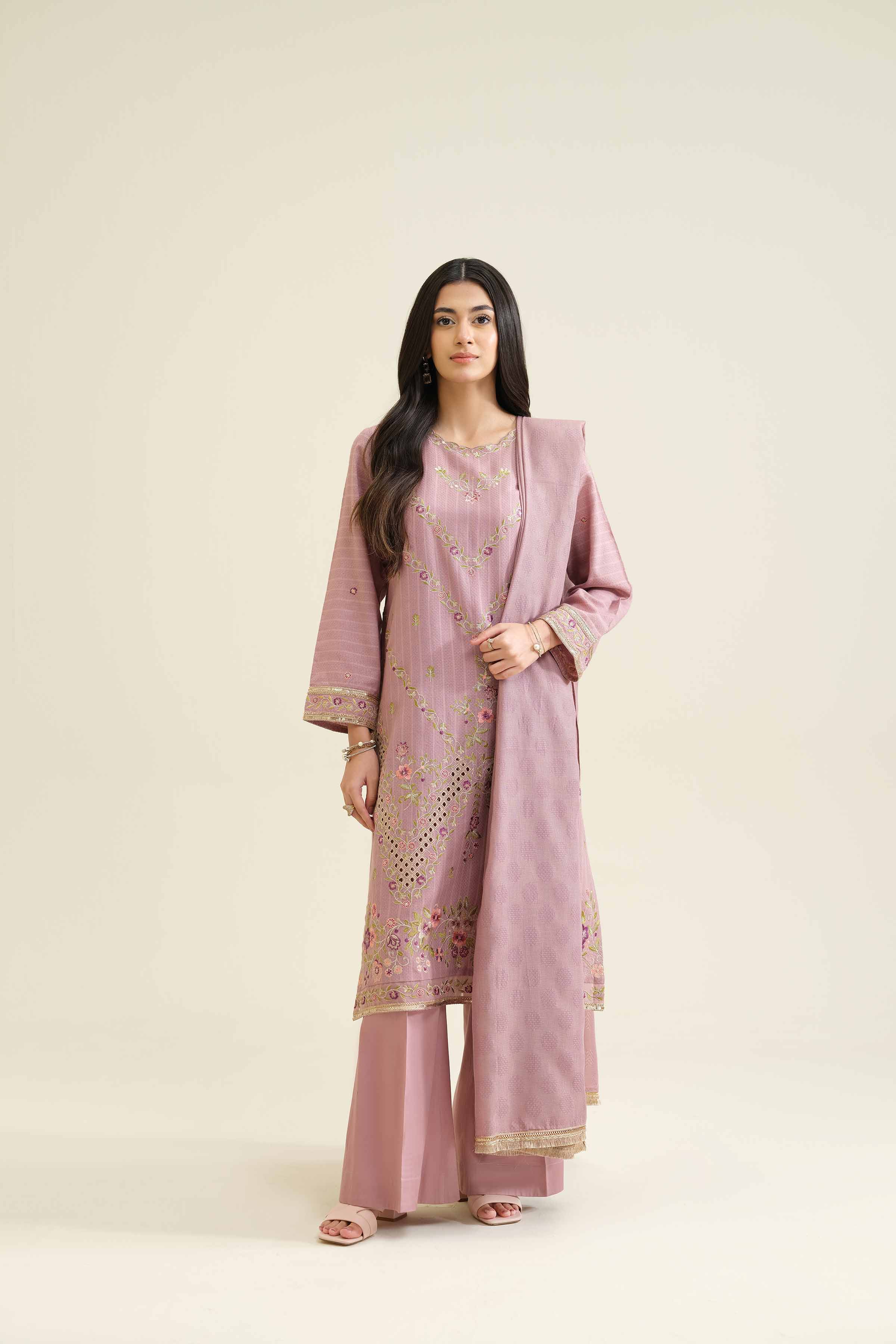 NishatUK - Pink Embroidered Jacquard 3-piece ready to wear Suit