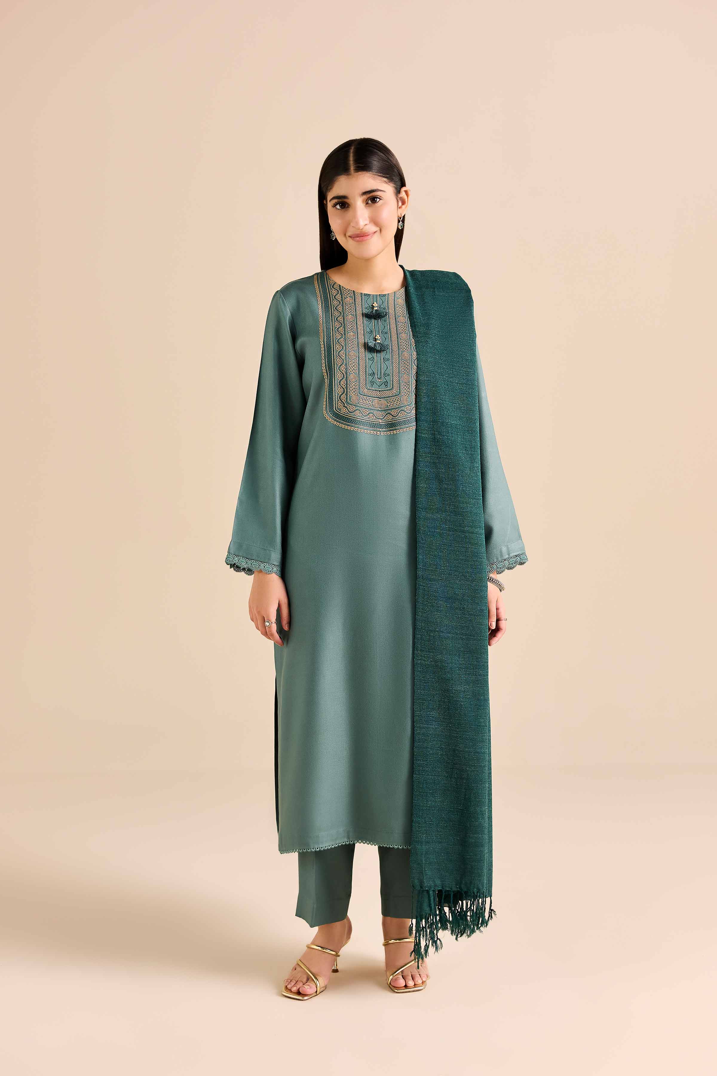 NishatUK - Green Embroidered Marina 3-piece ready to wear Suit