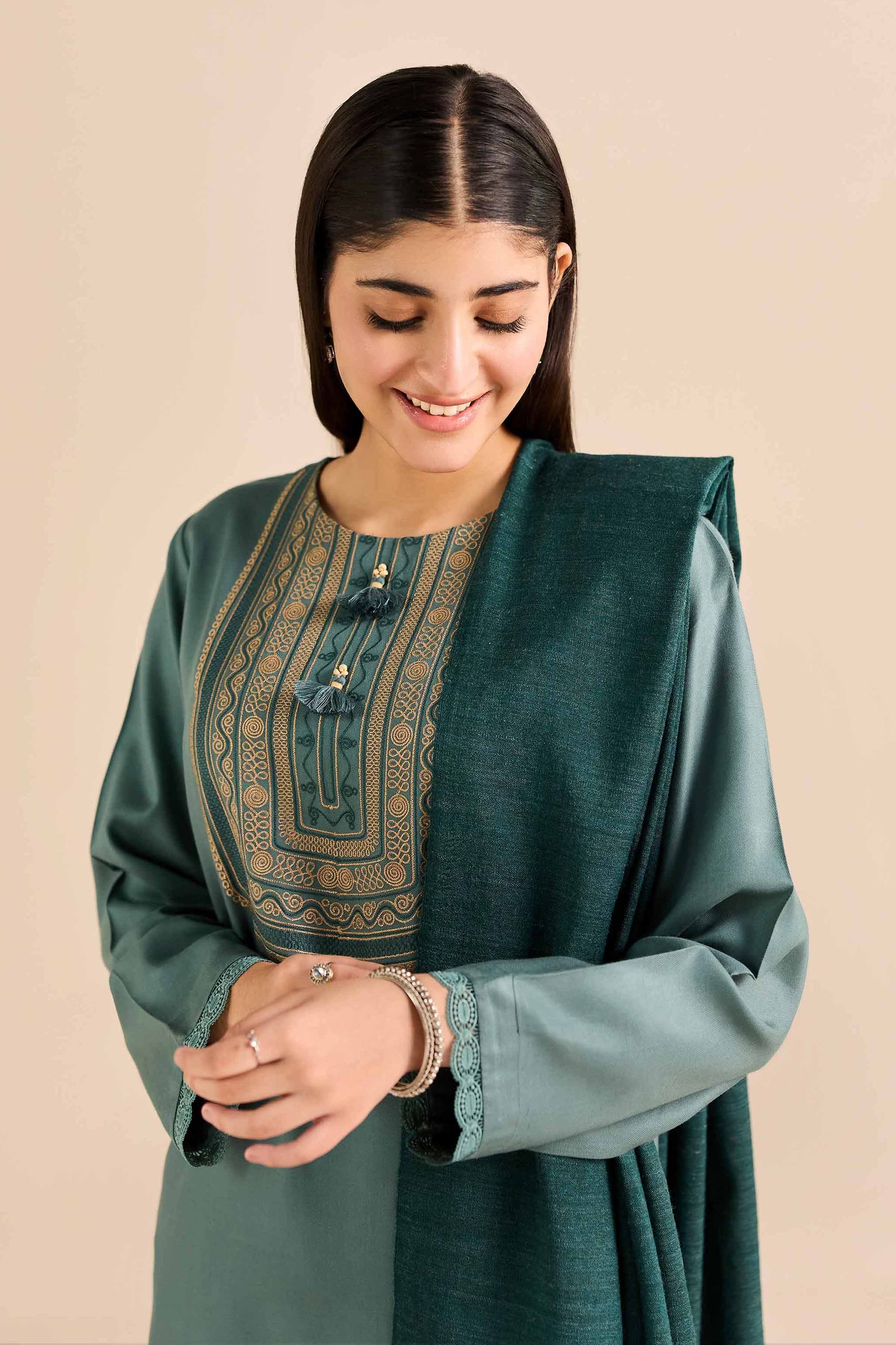 NishatUK - Green Embroidered Marina 3-piece ready to wear Suit