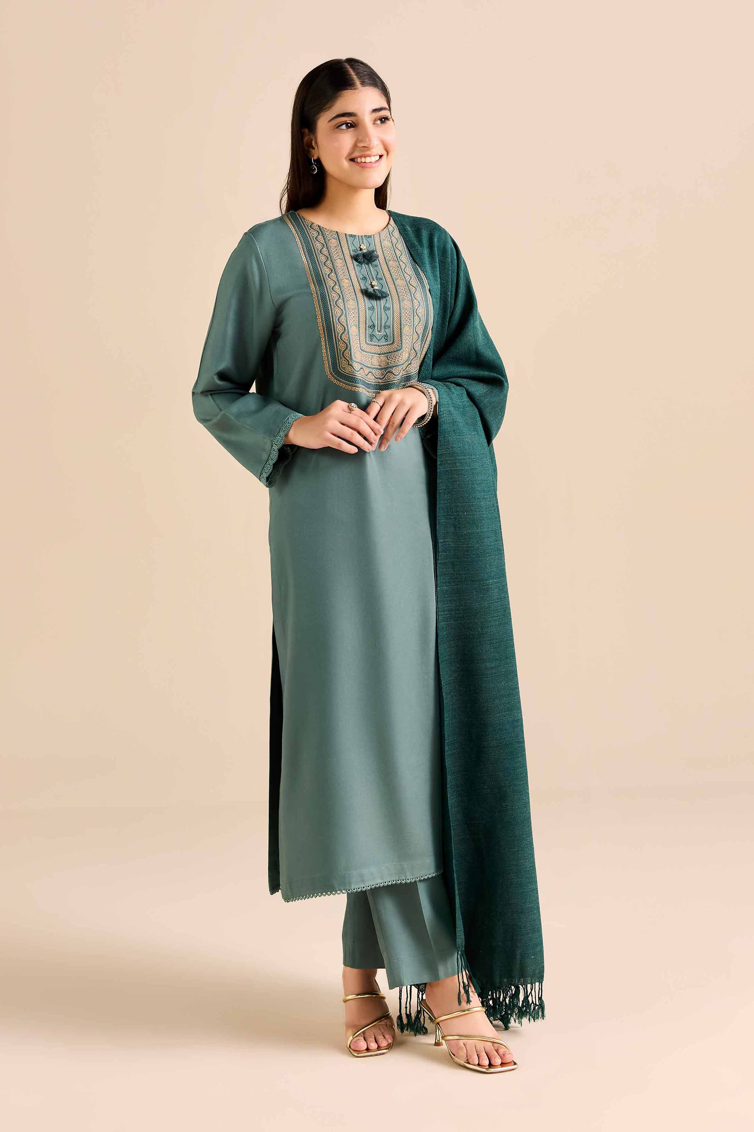 NishatUK - Green Embroidered Marina 3-piece ready to wear Suit