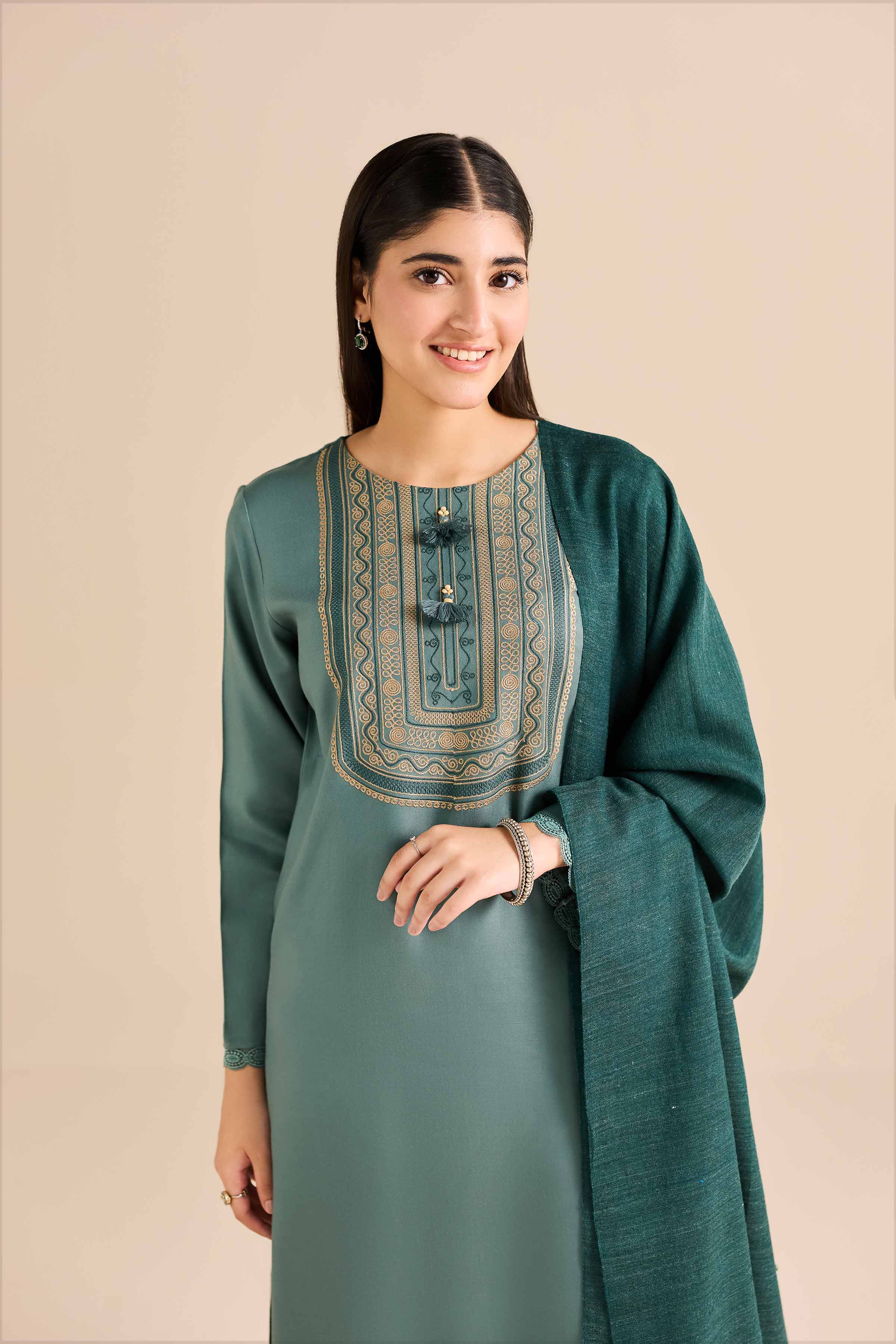 NishatUK - Green Embroidered Marina 3-piece ready to wear Suit