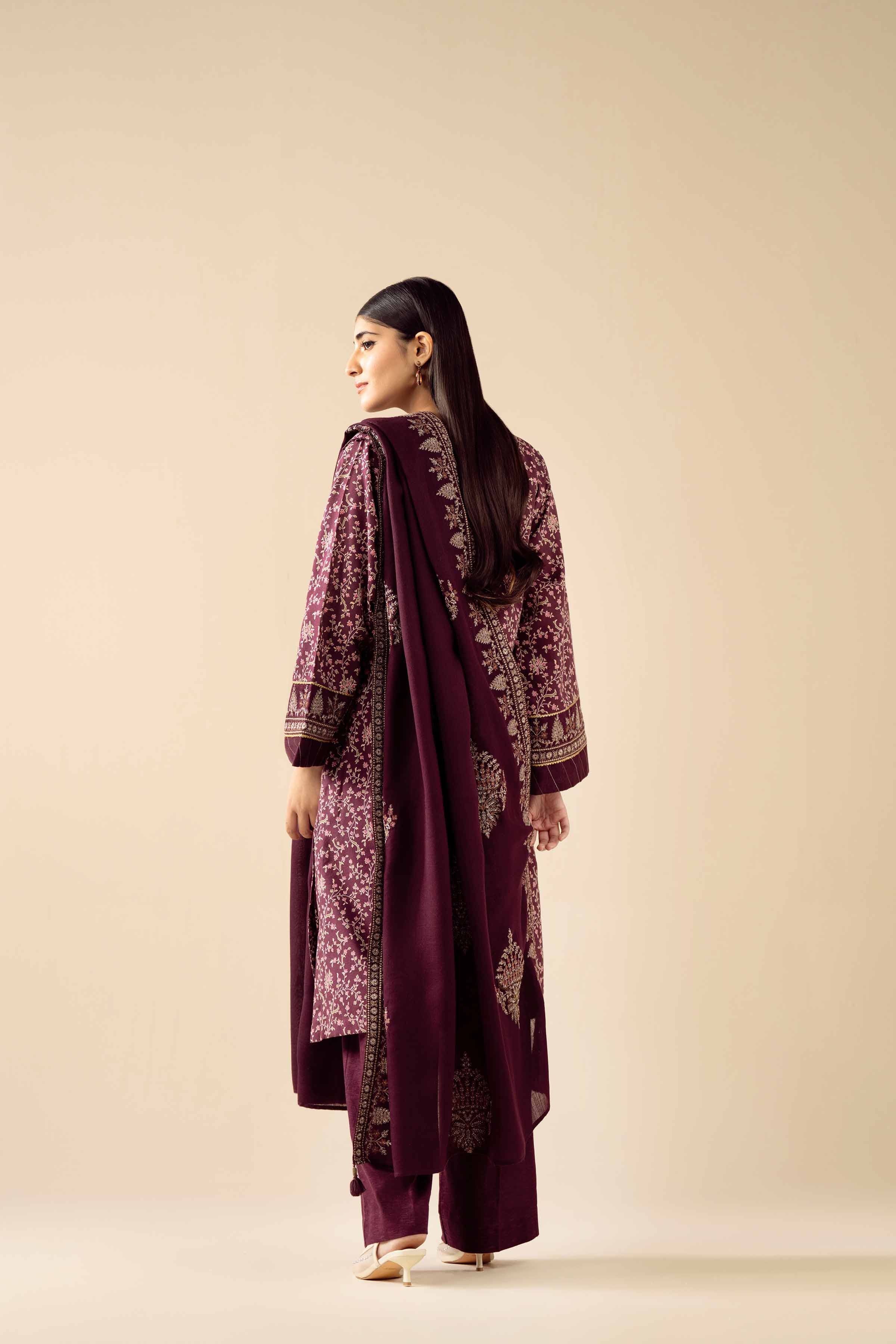 NishatUK - Purple Embroidered Karandi 3-piece ready to wear Suit